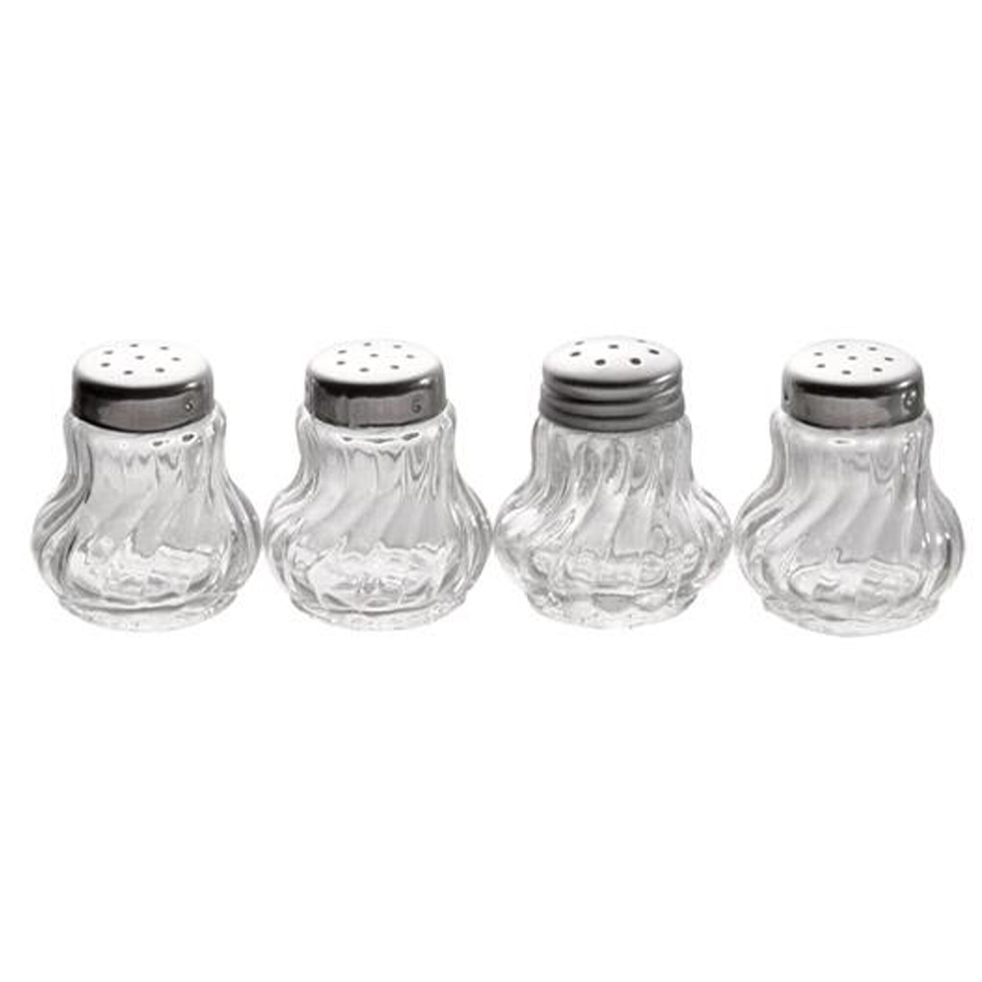 (6 pcs) Saupoudreuse - Ø35mm - Hauteur: 40mm - Verre - acier inoxydable