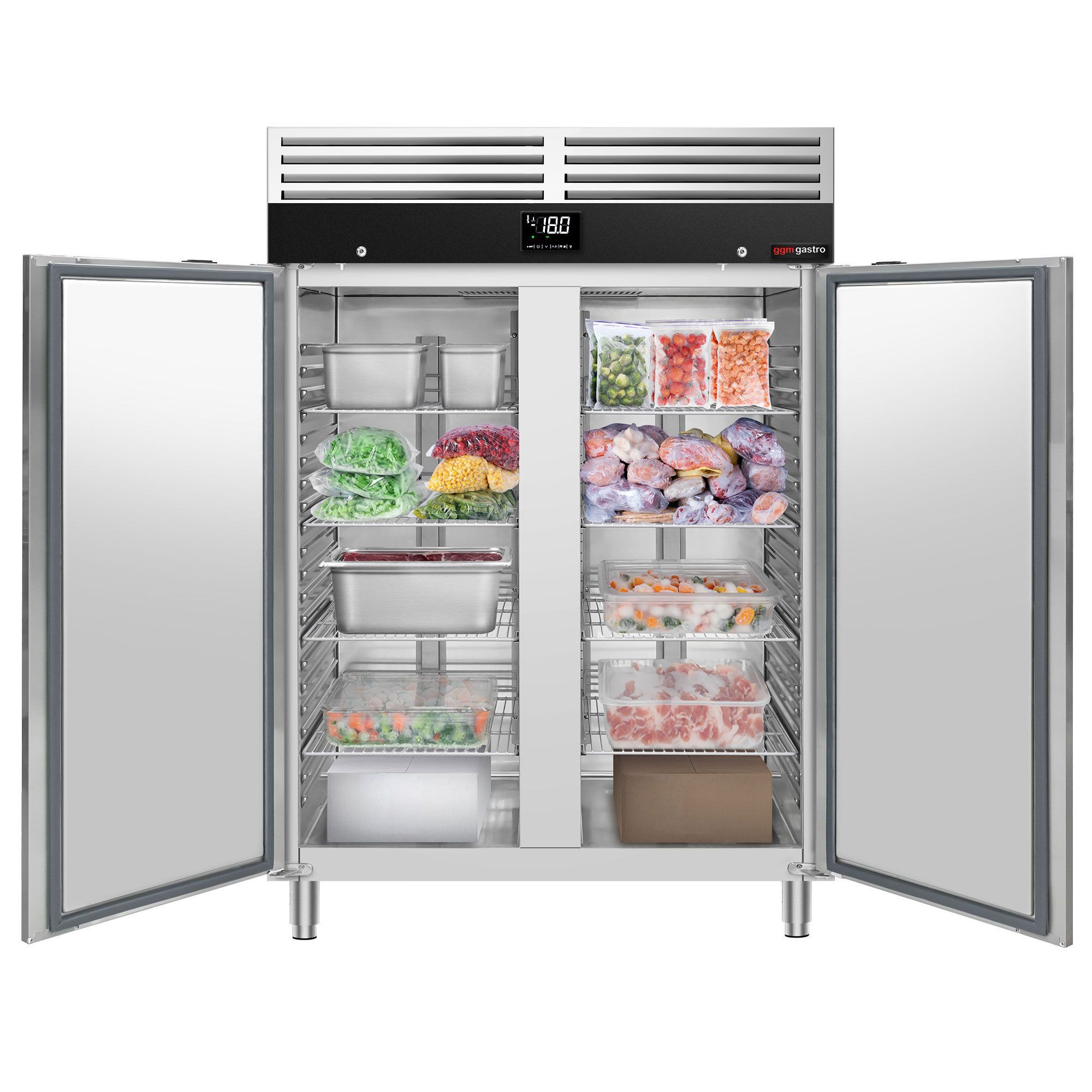 Armoire réfrigérée négative Inox AISI 304 PREMIUM - GN 2/1 - 1200 L - avec 2 portes