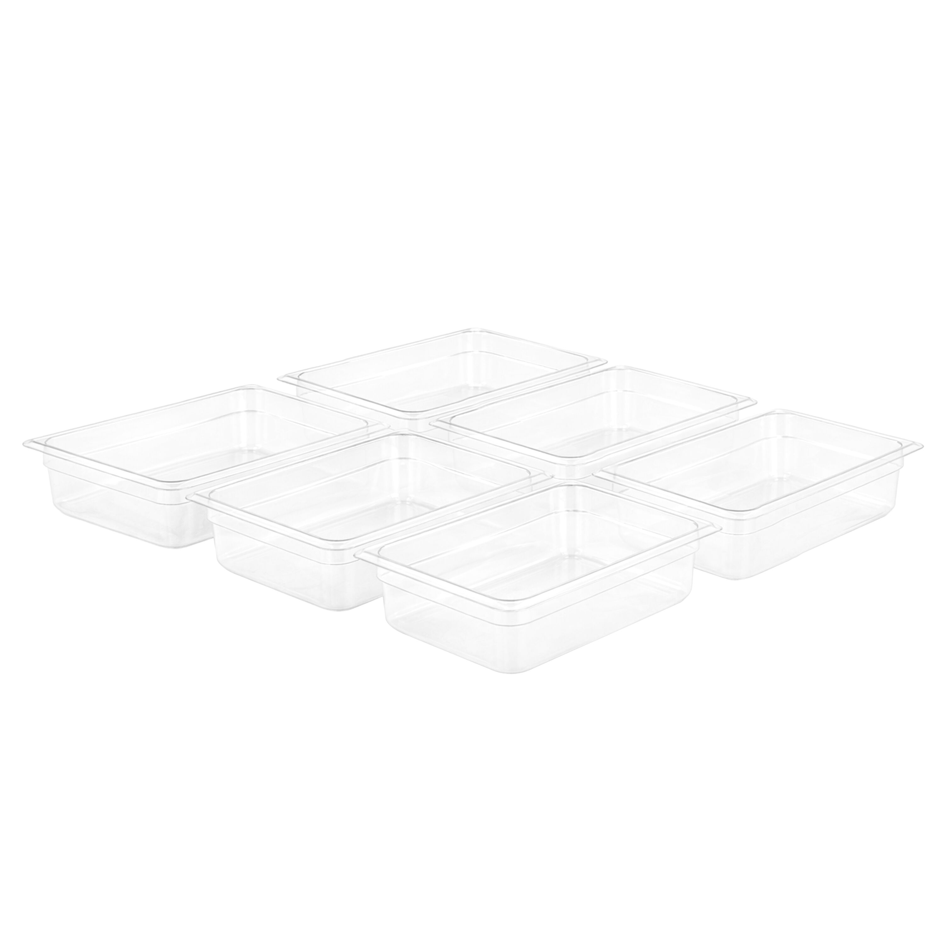 (6 pièces) Bac en Polypropylène - GN 1/2 - Translucide - 5,9 L - Hauteur : 100 mm