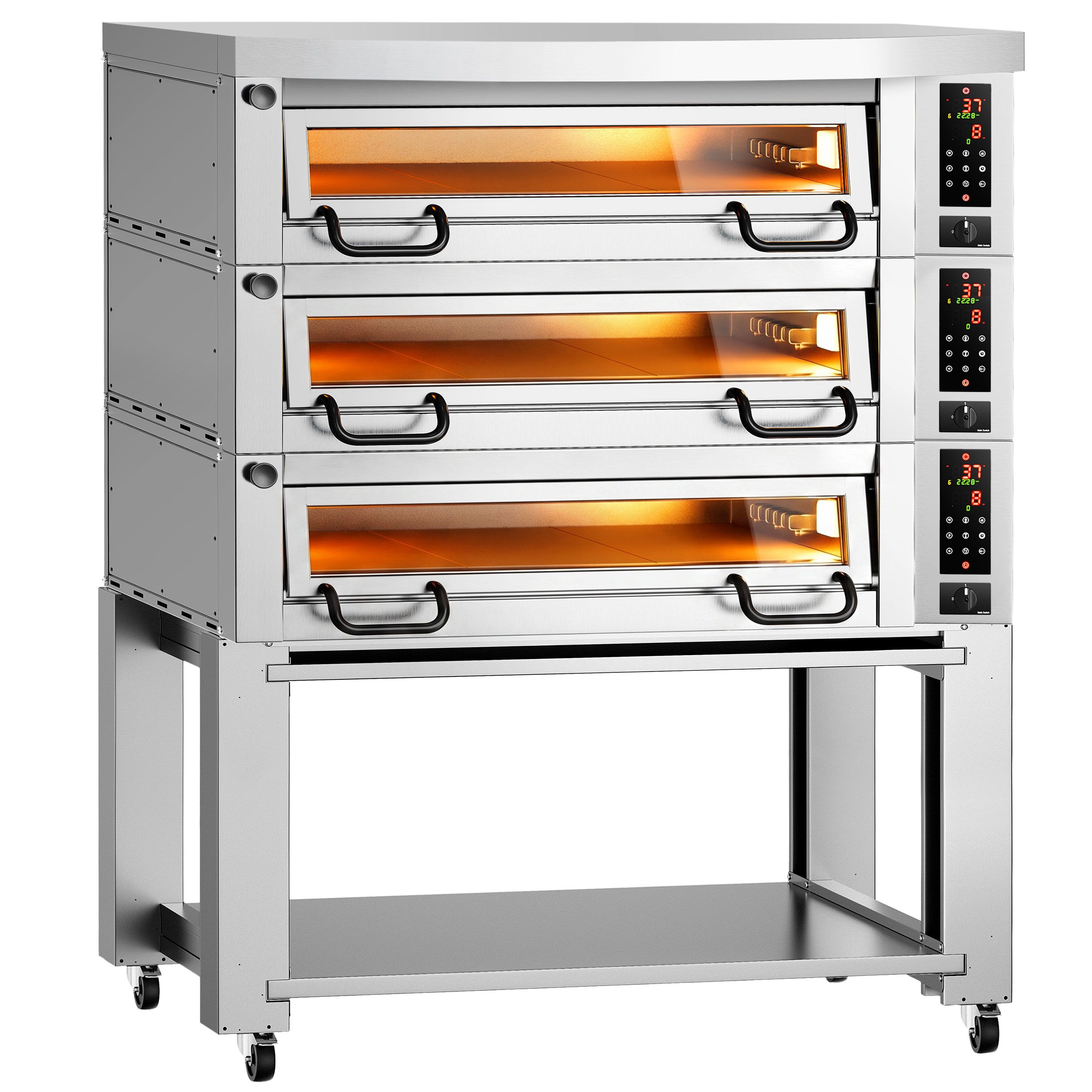 Elektro Pizzaofen Power - 6+6+6x 34cm - Digital - inkl. Haube & Untergestell