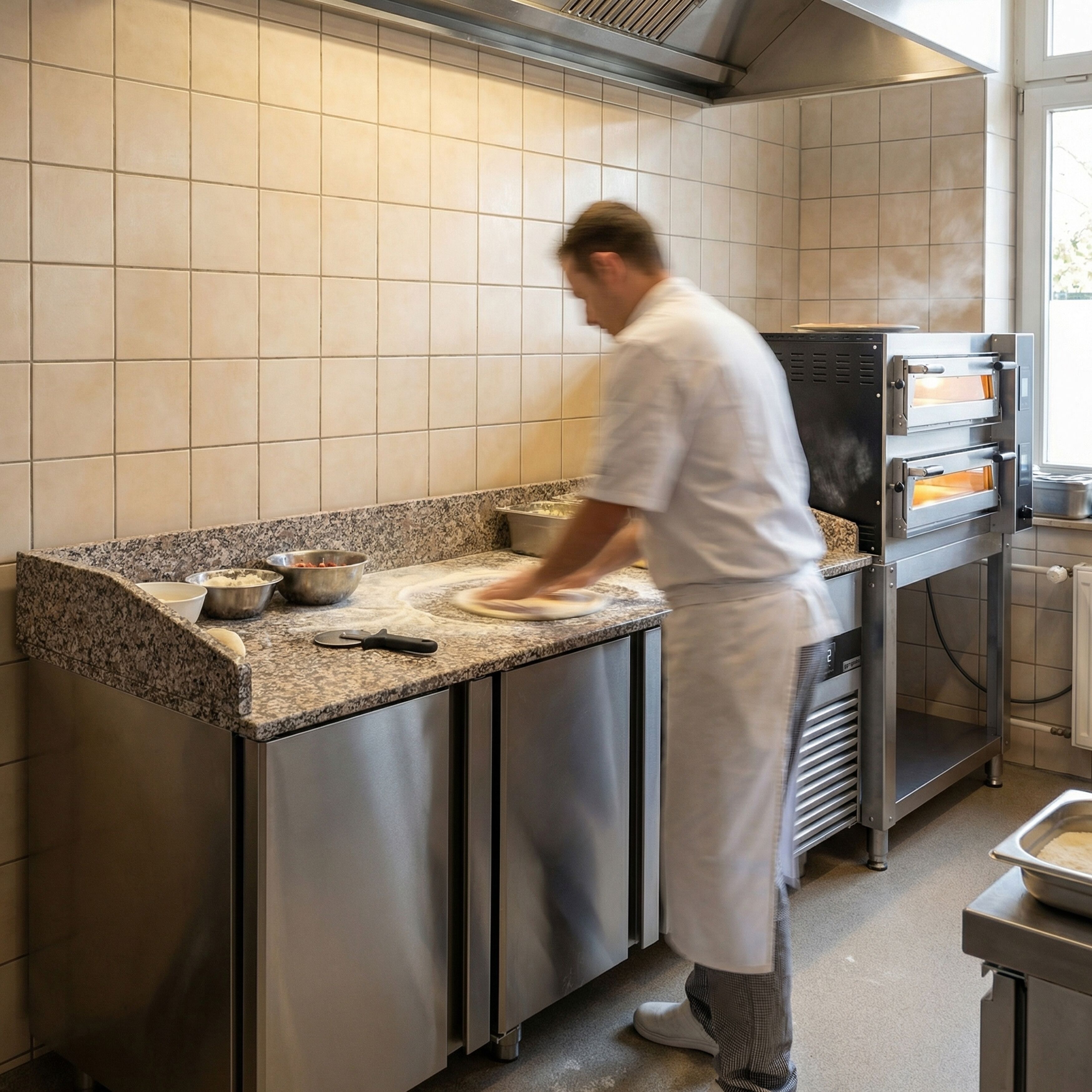 Table réfrigérée pour pizza PREMIUM - 2100 x 800 mm - avec 3 portes