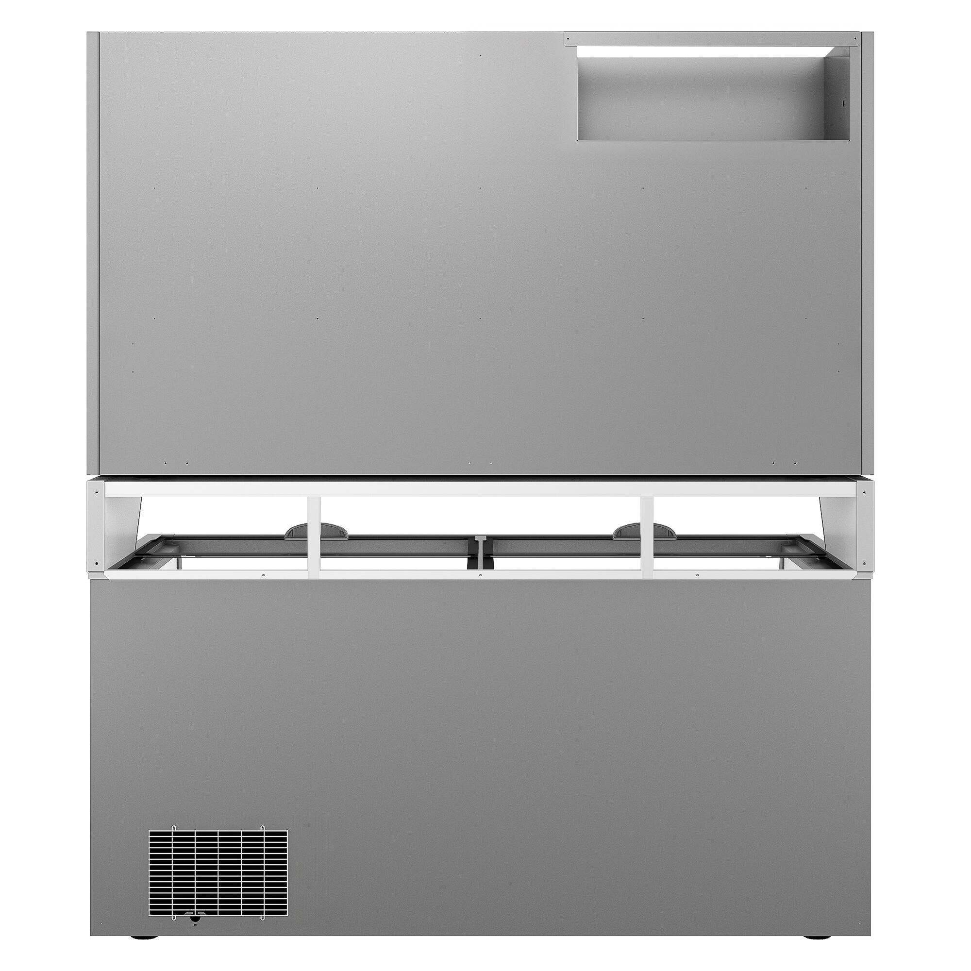 Vitrine murale de congélation pour supermarché - 3 portes - avec îlot de congélation inclus - Gris