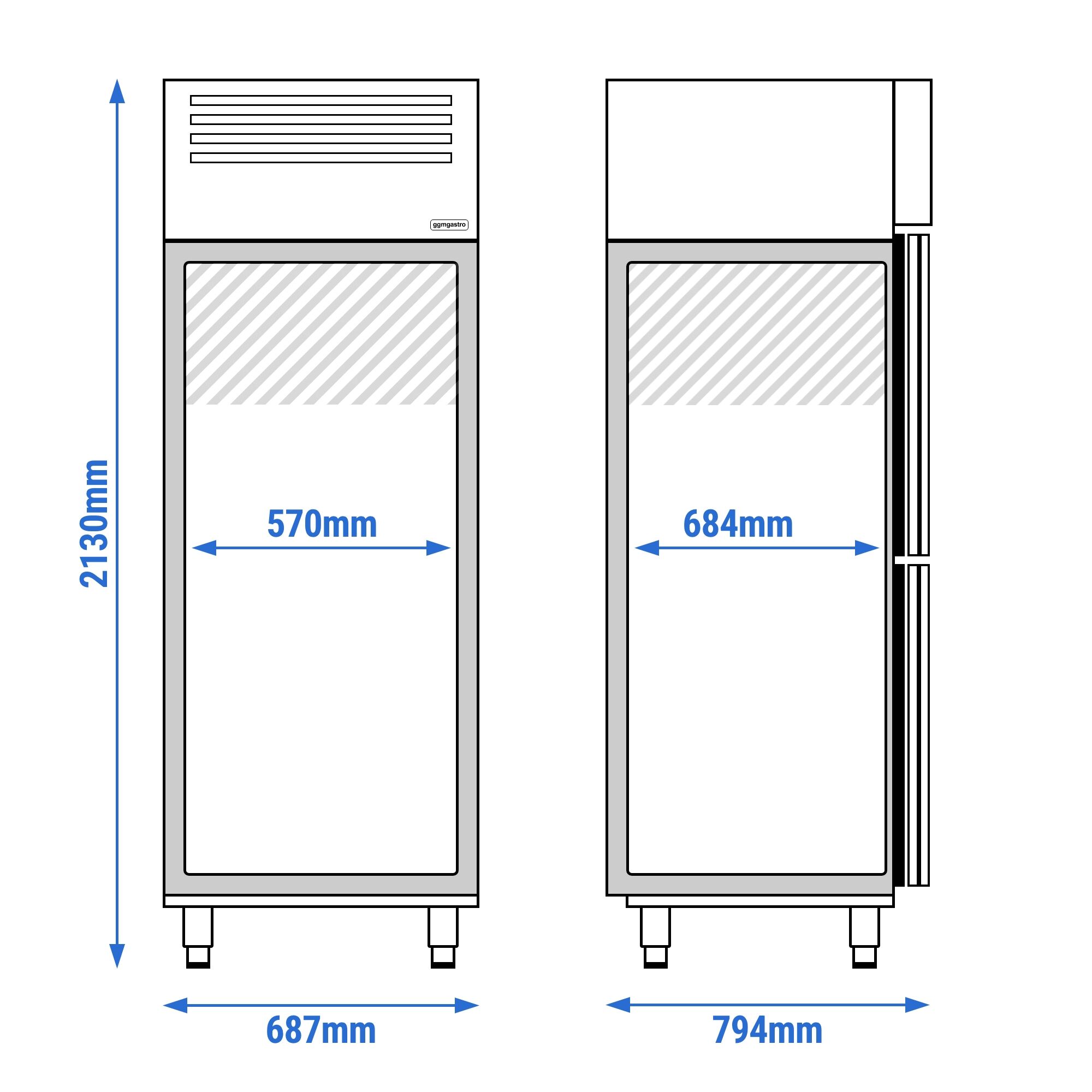Réfrigérateur & congélateur PREMIUM PLUS – GN 2/1 – 520 litres – avec 2 demi-portes en inox