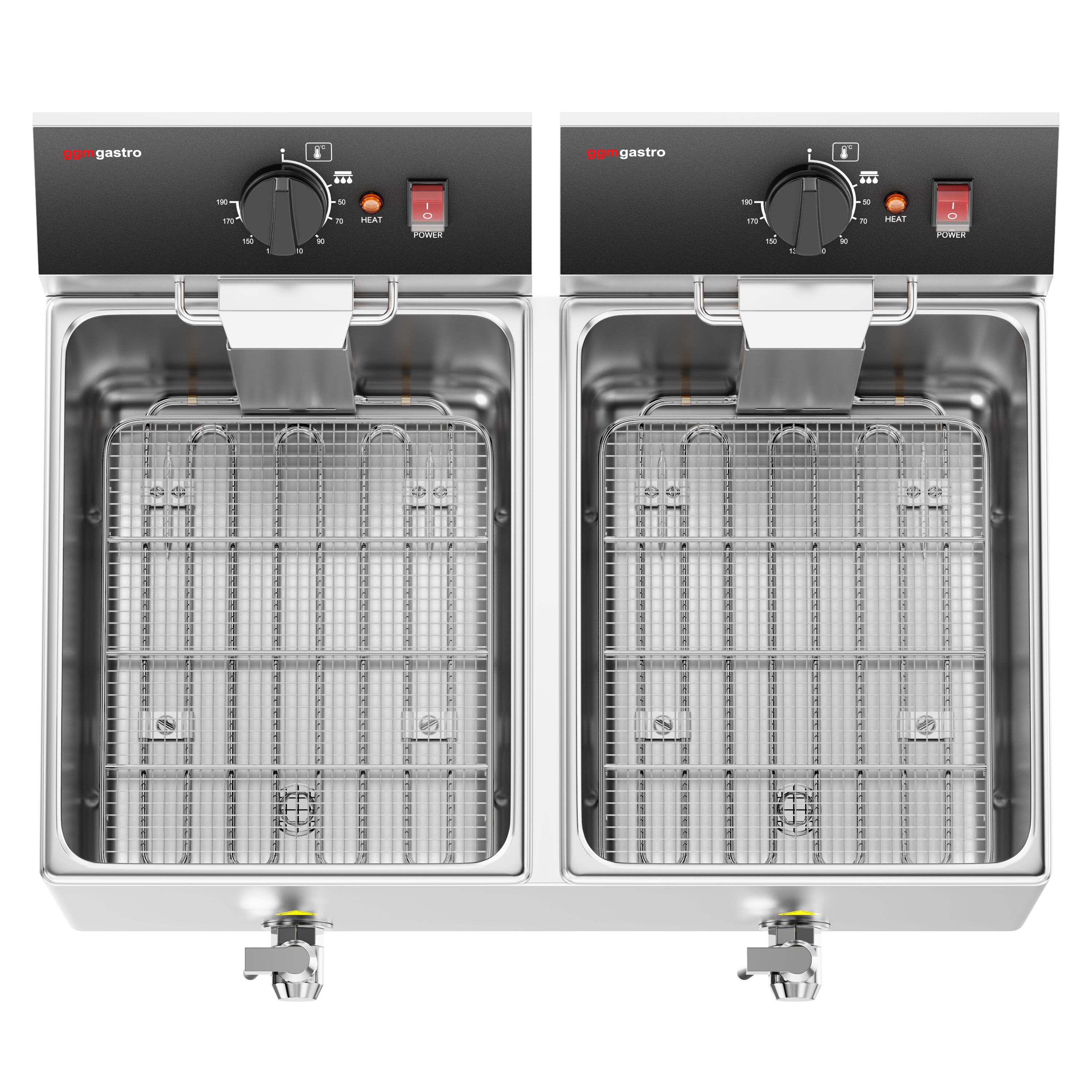 Friteuse électrique double – 12+12 litres – 6,5 kW – avec robinet de vidange