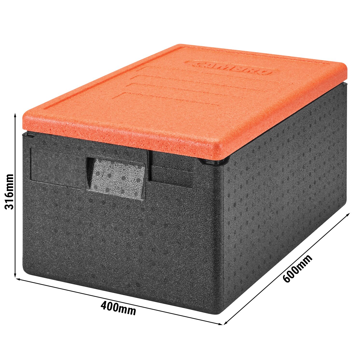 CAMBRO | CAM GOBOX® - Toploader - GN 1/1 - Negru - Capac portocaliu 