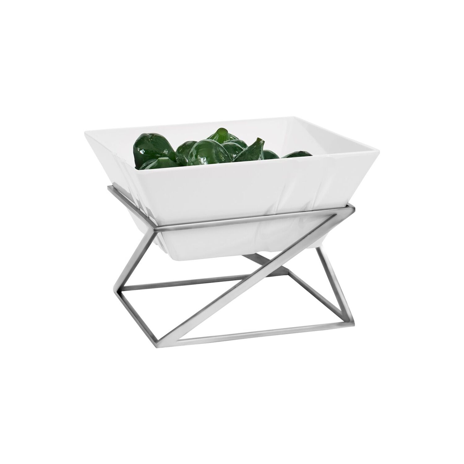 Présentoir buffet / étagère - chromé - incl. 1 bol en mélamine - rectangulaire