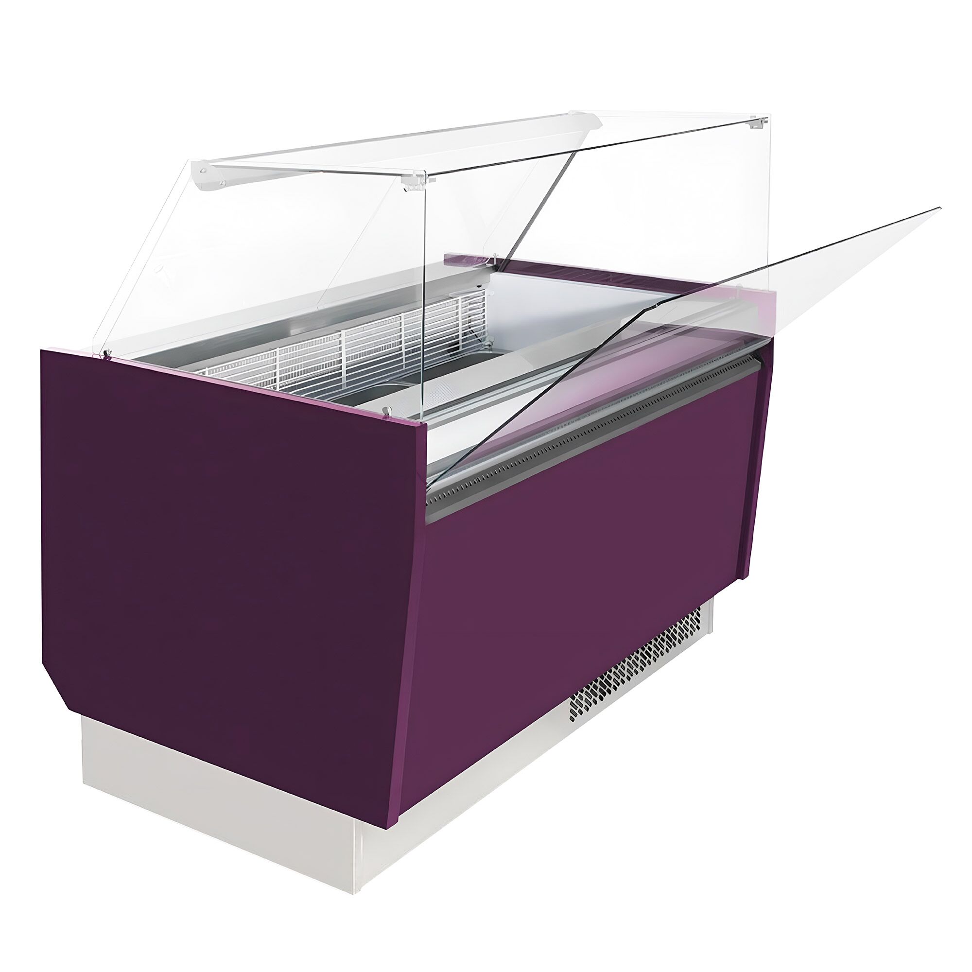 Vitrine à glace LIAM – 1310 mm – refroidissement statique – pour 10+10 bacs à glace de 5 litres – Violet