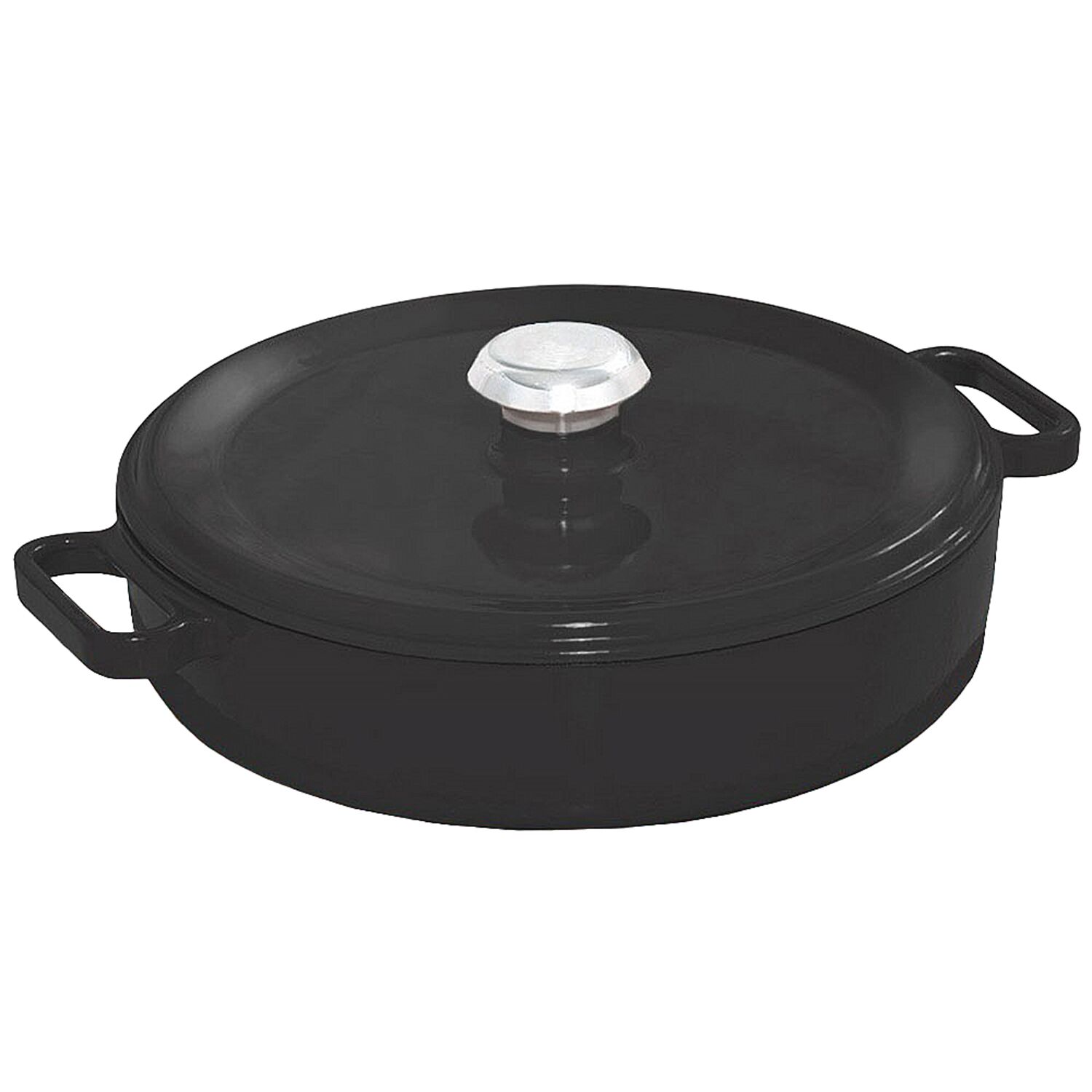 Cocotte en fonte - Ø 240 mm - plate - Noir