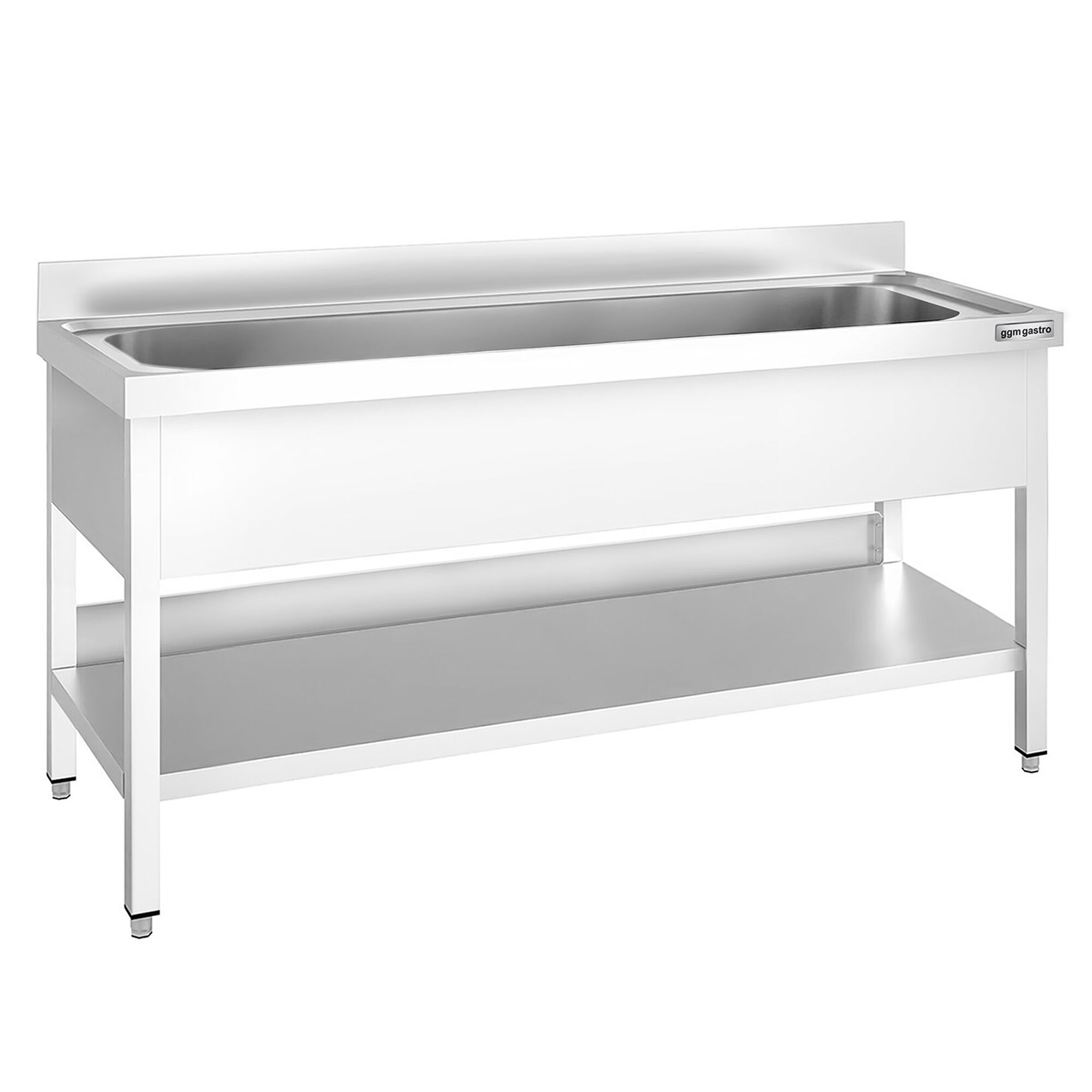 Plonge à marmites en inox PREMIUM - 2000x700mm - avec étagère basse & 1 bac