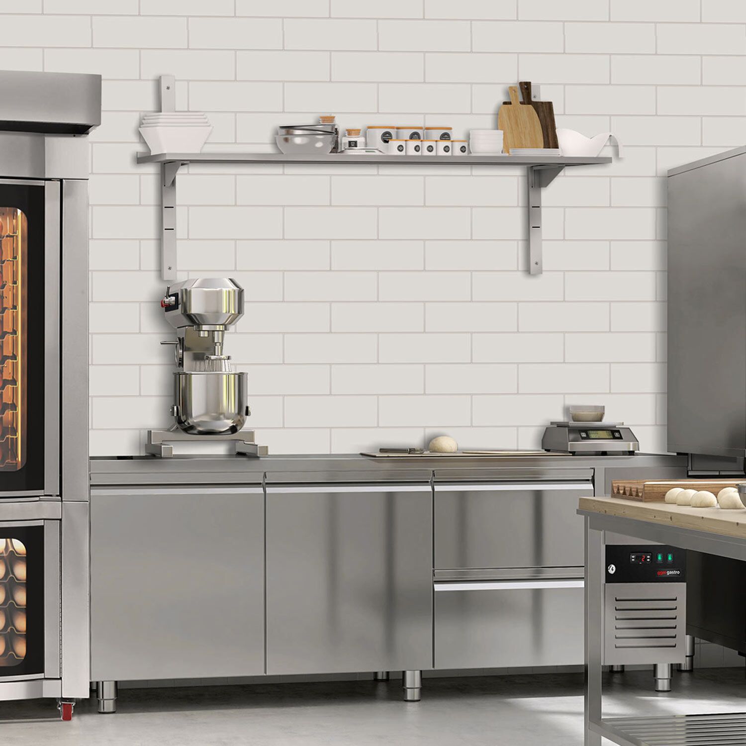 Étagère murale ECO en inox - 1600 × 300 mm - avec 1 étage