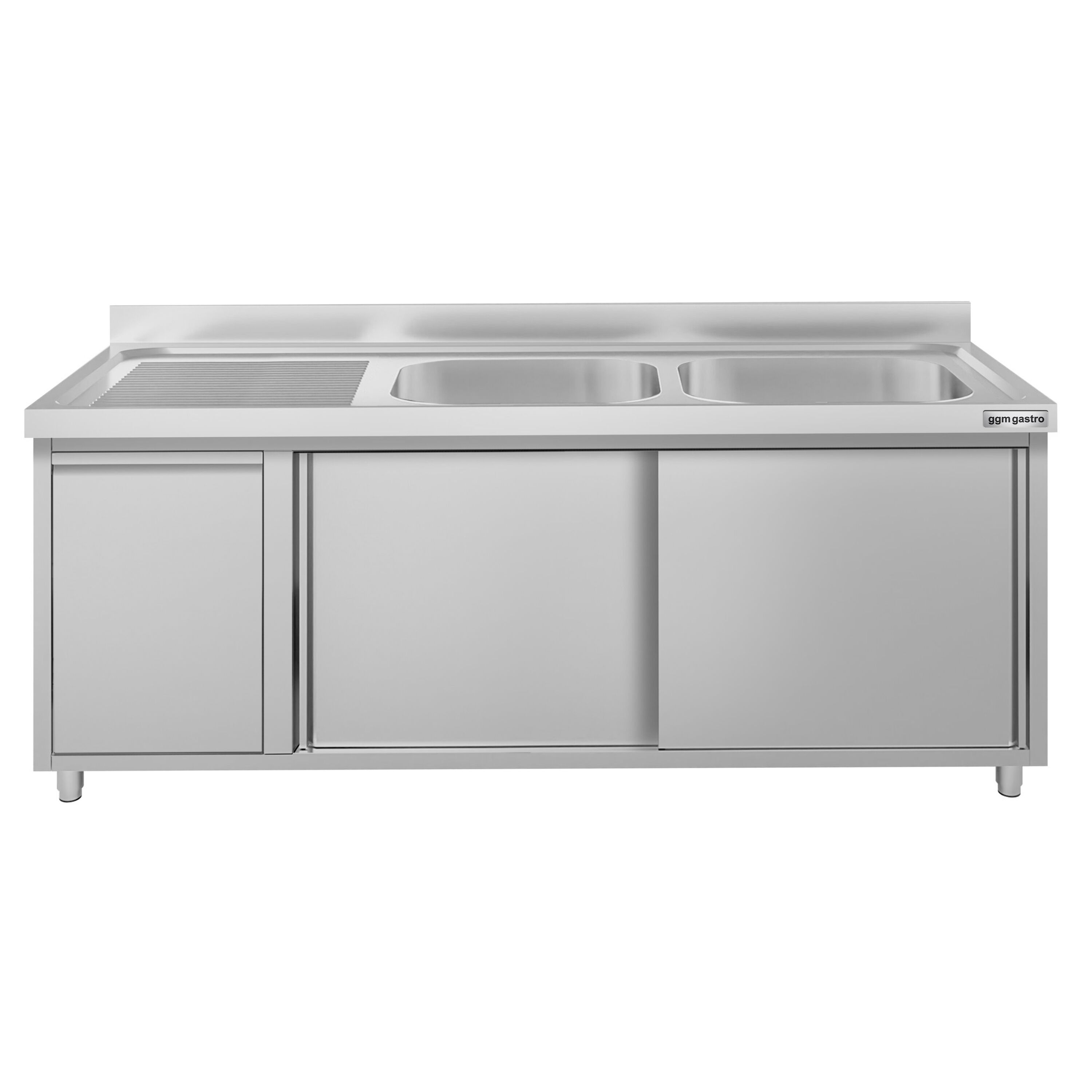 Meuble évier ECO - 1800 x 600 mm - avec poubelle & 2 bacs à droite