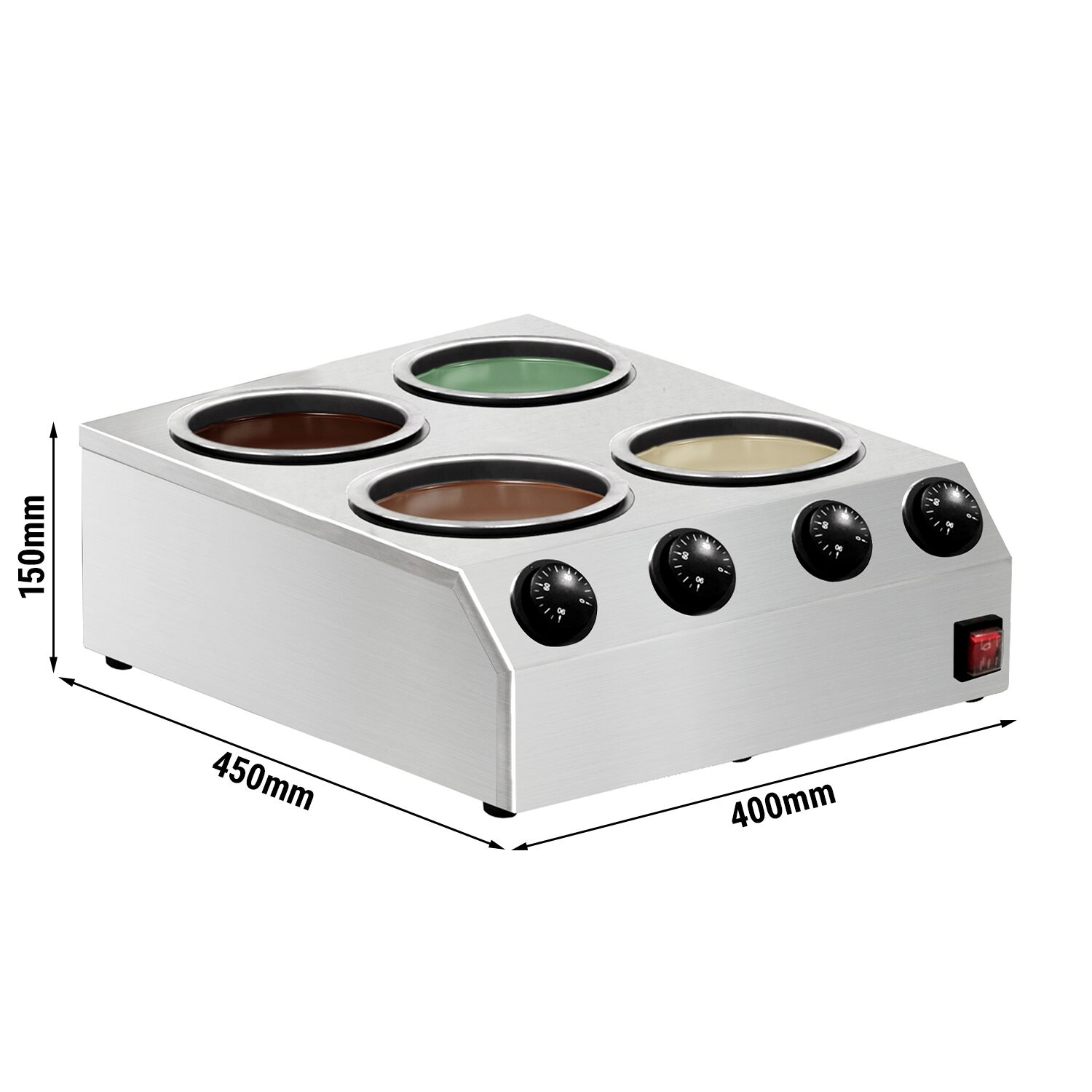 Fondoir à chocolat à chauffage sec - 4x 2litres - 1,2kW