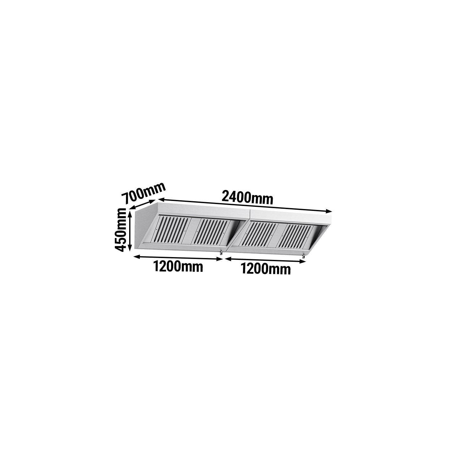 Commercial Wall-Mounted Extraction Canopy - with Motor - 2600mm - with Baffle Filters & LED Lighting