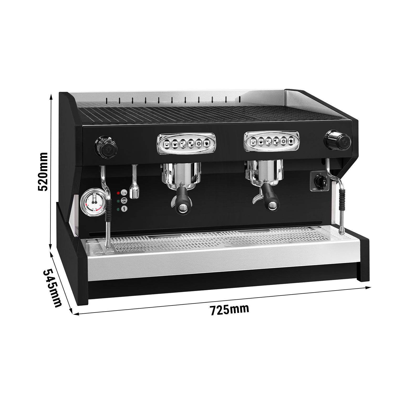 Machine à café porte-filtre « Eminence » – 2 groupes – avec système de préinfusion inclus – Noir