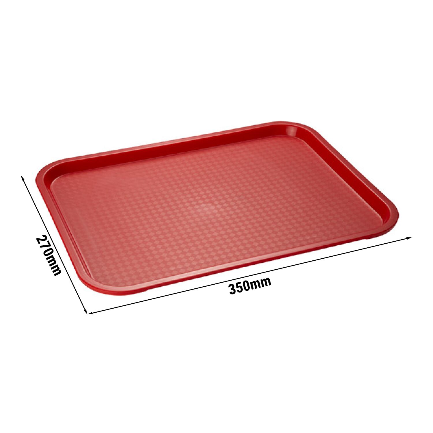 (6 pièces) Plateau FAST FOOD – polypropylène – 350×270 mm – Rouge