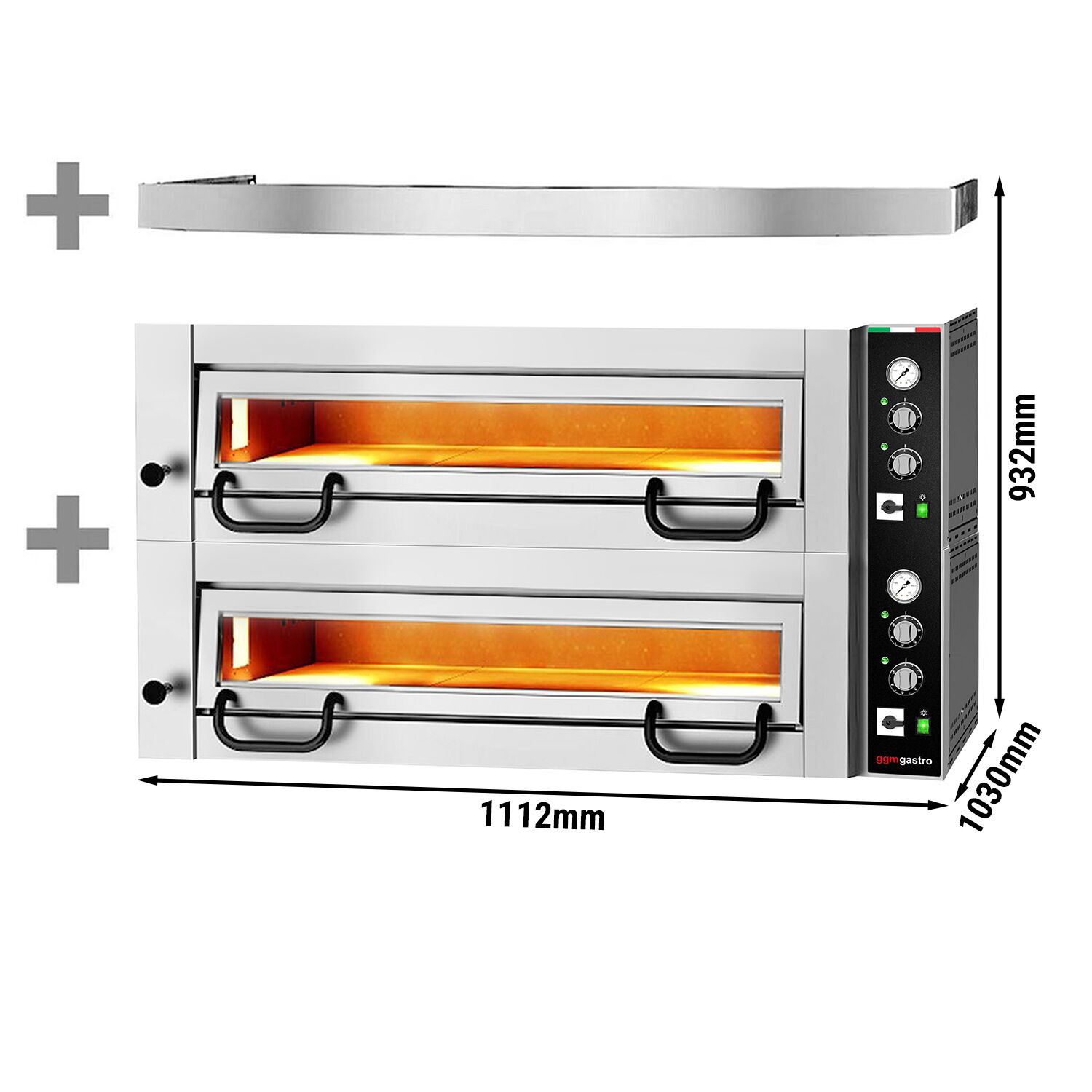 Four à pizza électrique Power – 4+4 x 34 cm – Manuel – incl. hotte