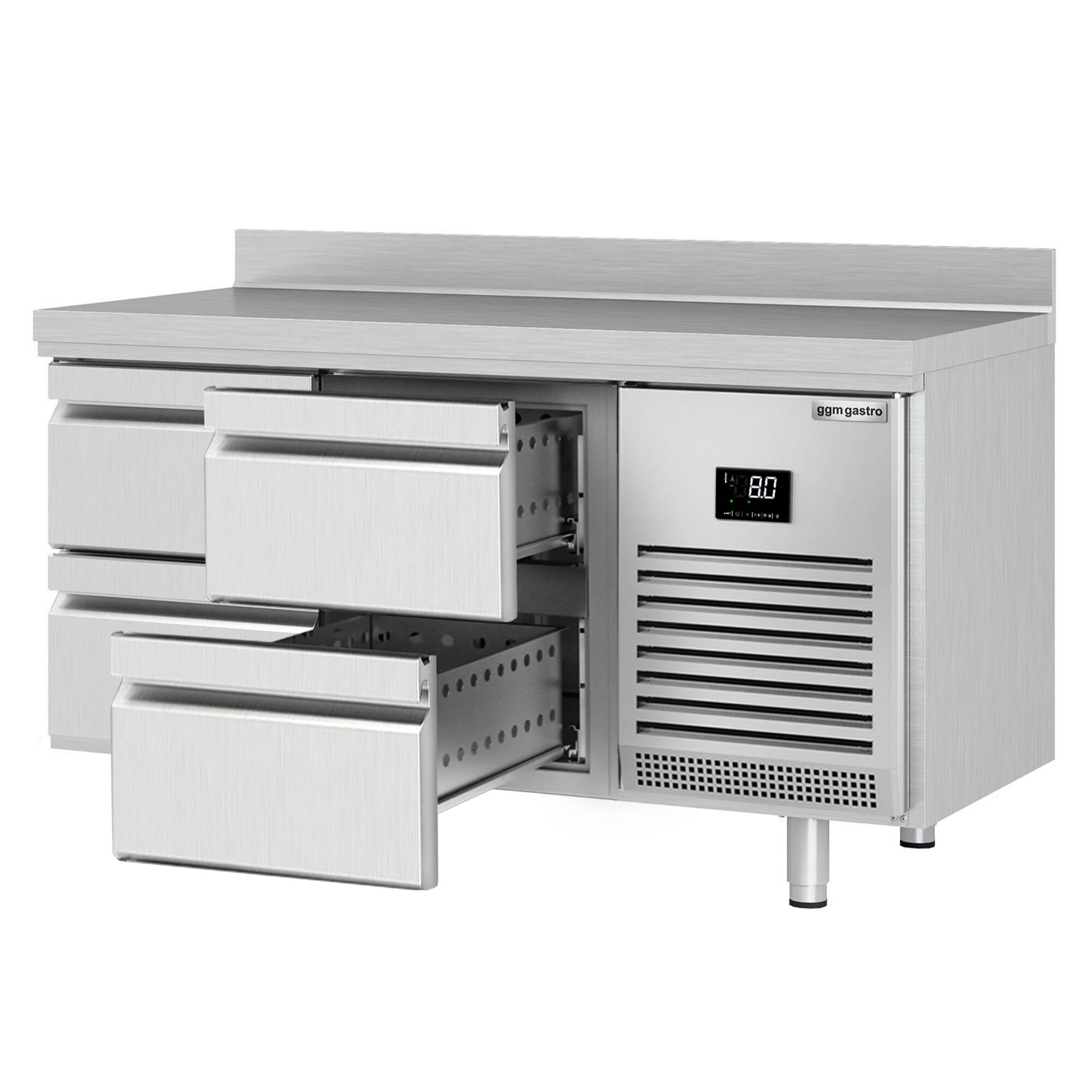 Table réfrigérée Premium PLUS - 1468 x 700 mm - 4 tiroirs - dosseret
