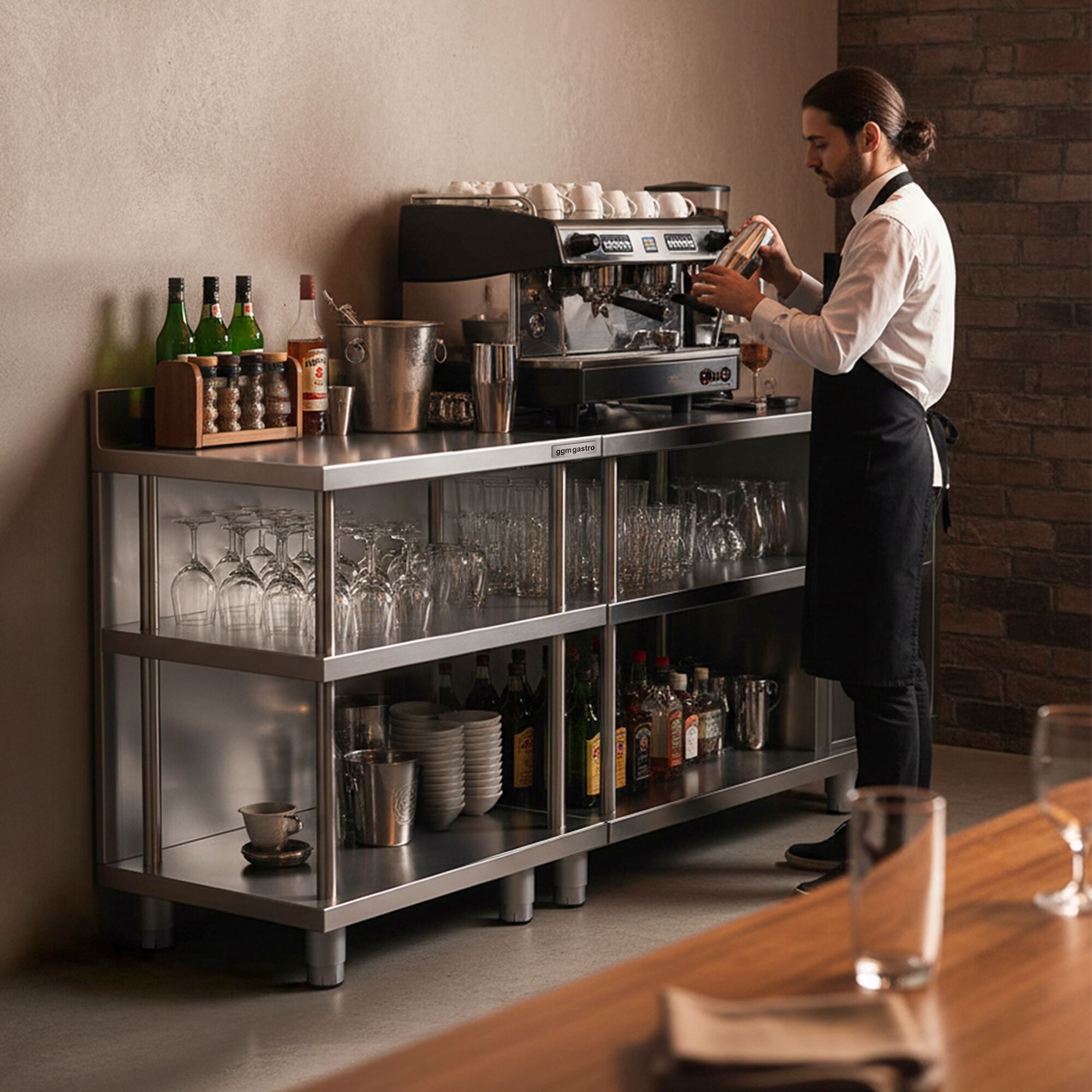 Table de travail de bar - Acier inoxydable - 600x600mm