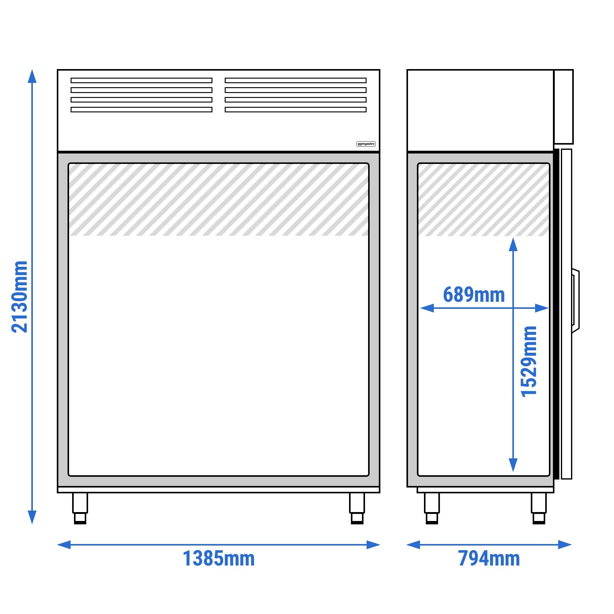 Armoire réfrigérée vitrée positive Inox AISI 304 PREMIUM PLUS - GN 1/1 - 1240 L - avec 2 portes vitrées & 8 grilles GN 2/1
