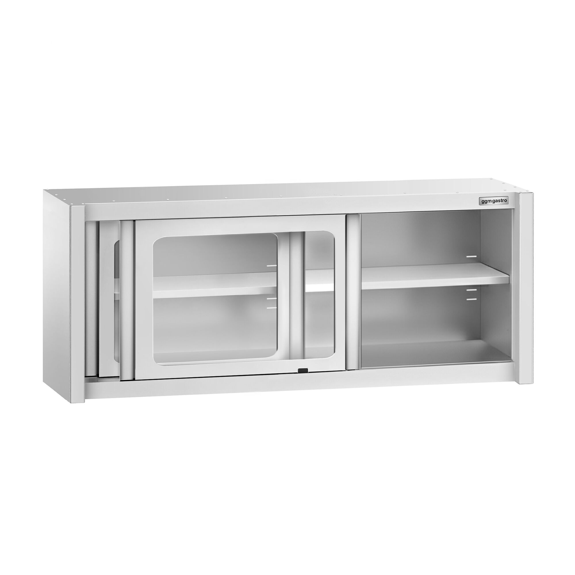 Armoire murale en acier inoxydable - 1600x400mm - avec portes coulissantes vitrées - 650mm de haut