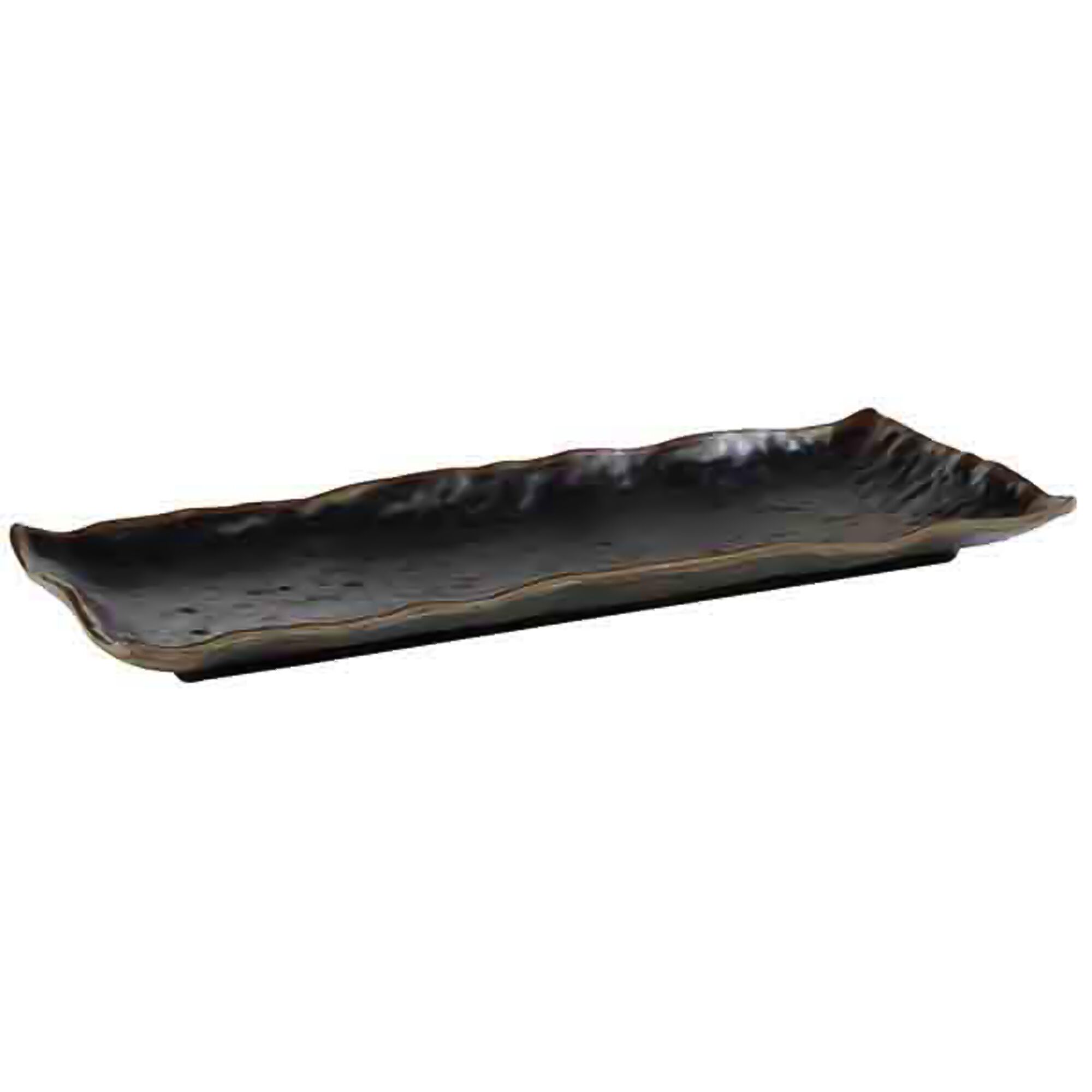 (6 pcs) Plateau de présentation - MARONE - Mélamine - 390x160mm - Hauteur:30mm - Noir/Brun - empilable - compatible lave-vaisselle