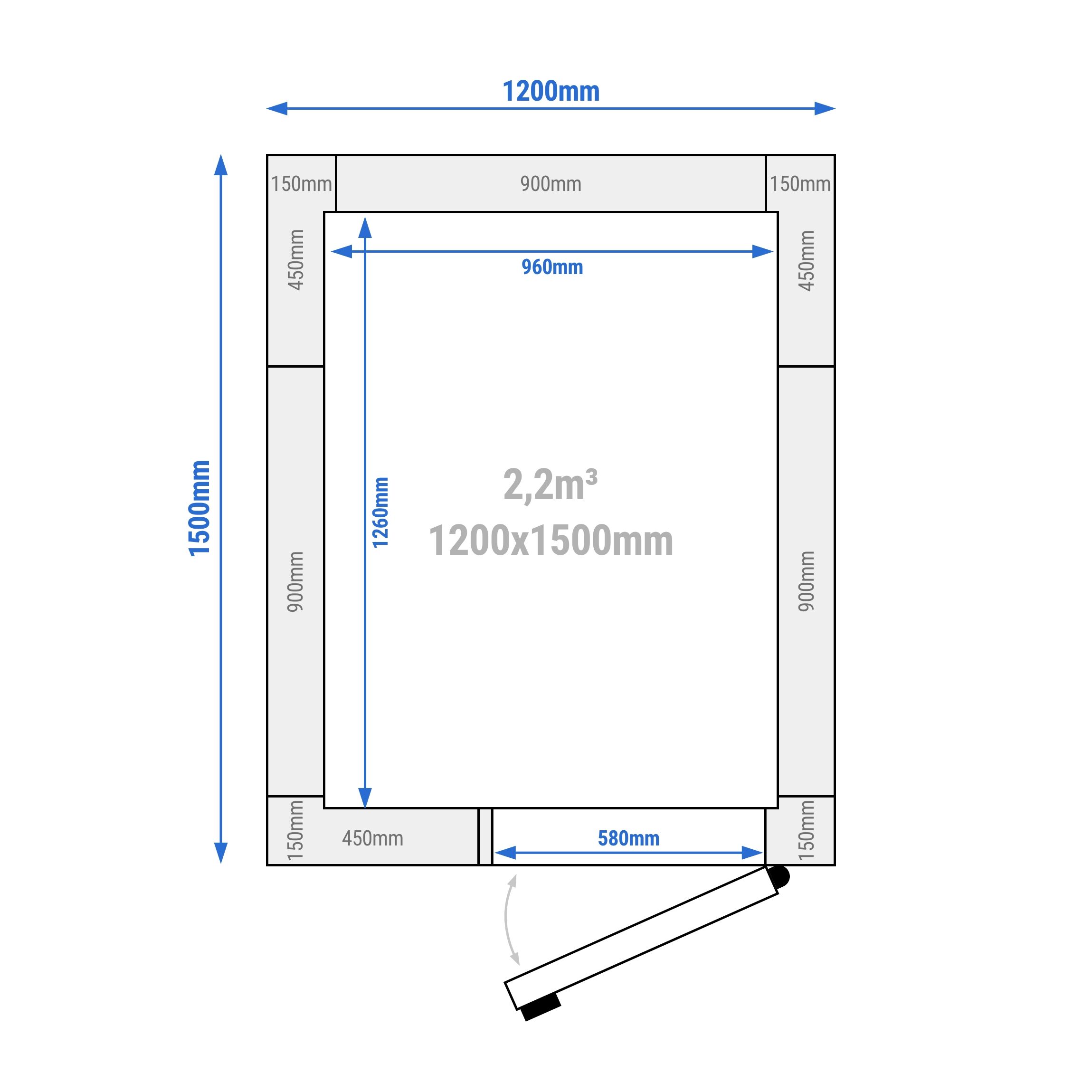 Chambre de congélation – 1200 × 1500 mm – 2,2 m³ – avec rideaux à lamelles inclus