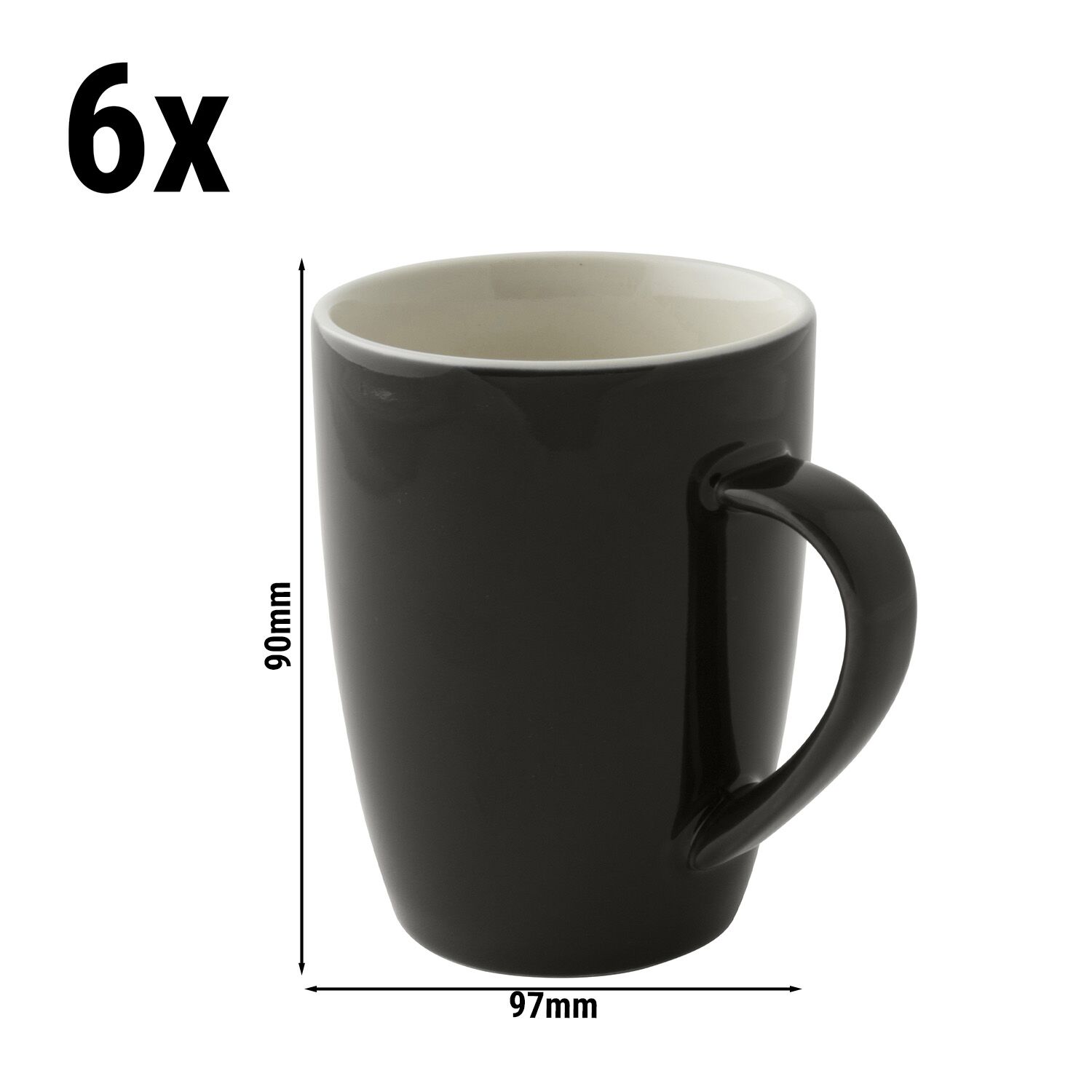 (6 pièces) COLORS – Tasse à café – 180 ml – Gris