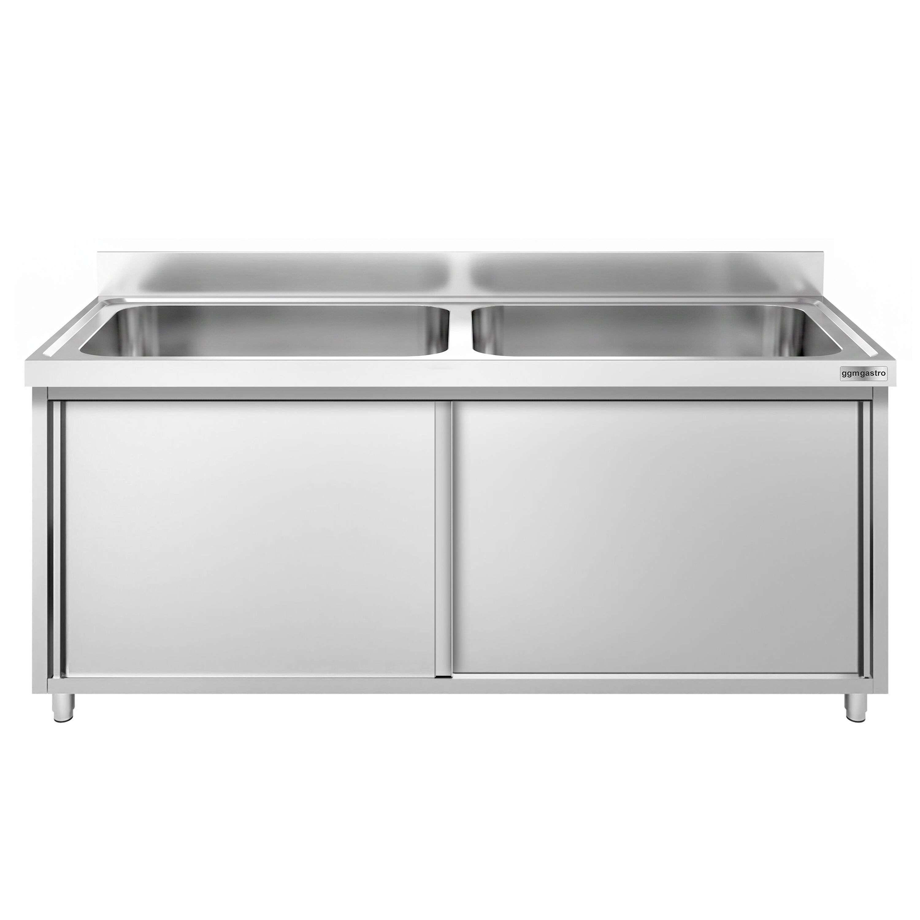 PREMIUM pot washing cabinet – 1800 x 600 mm – with 2 basins