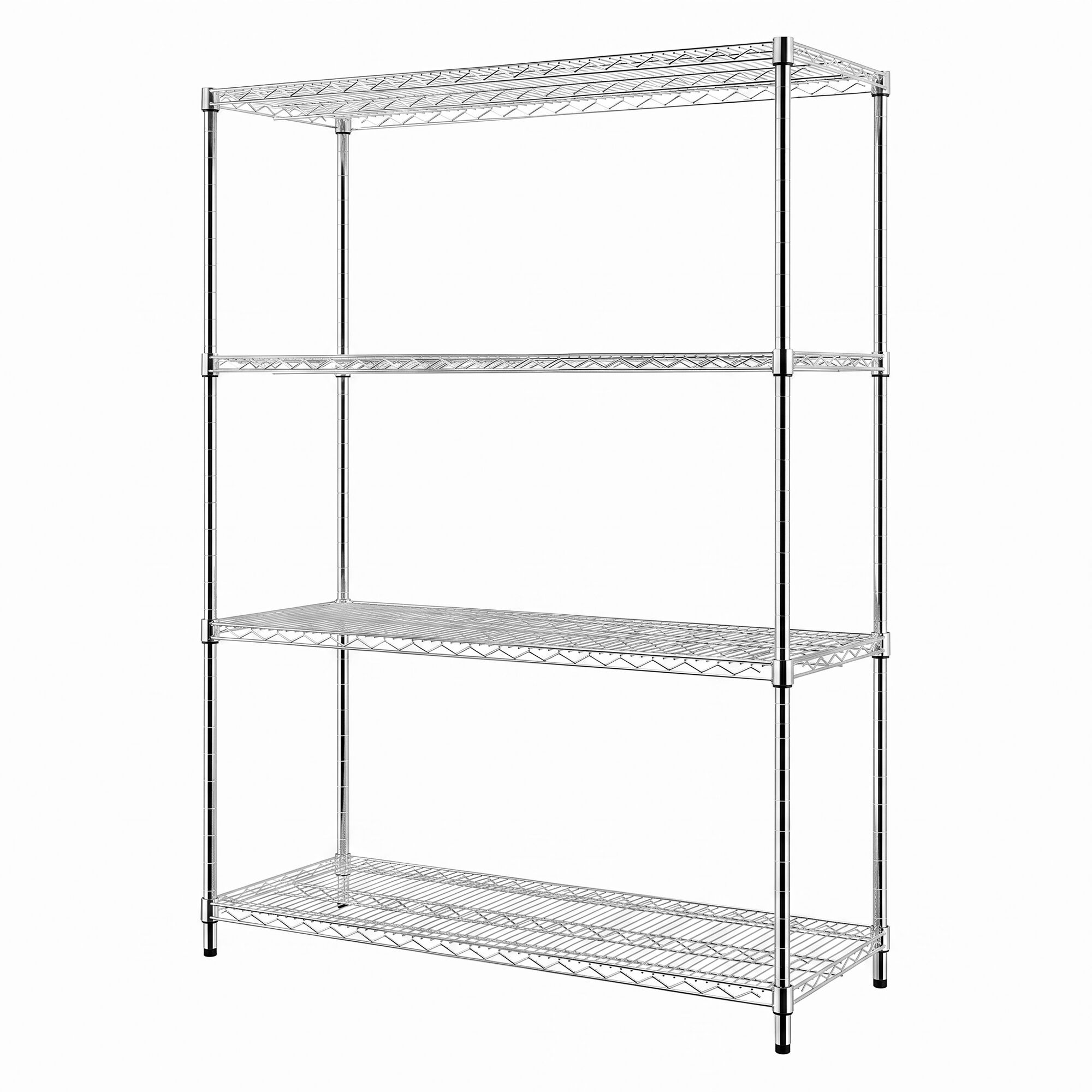 Stalen rek - 1500 x 450 mm - 4 legplanken - chroom