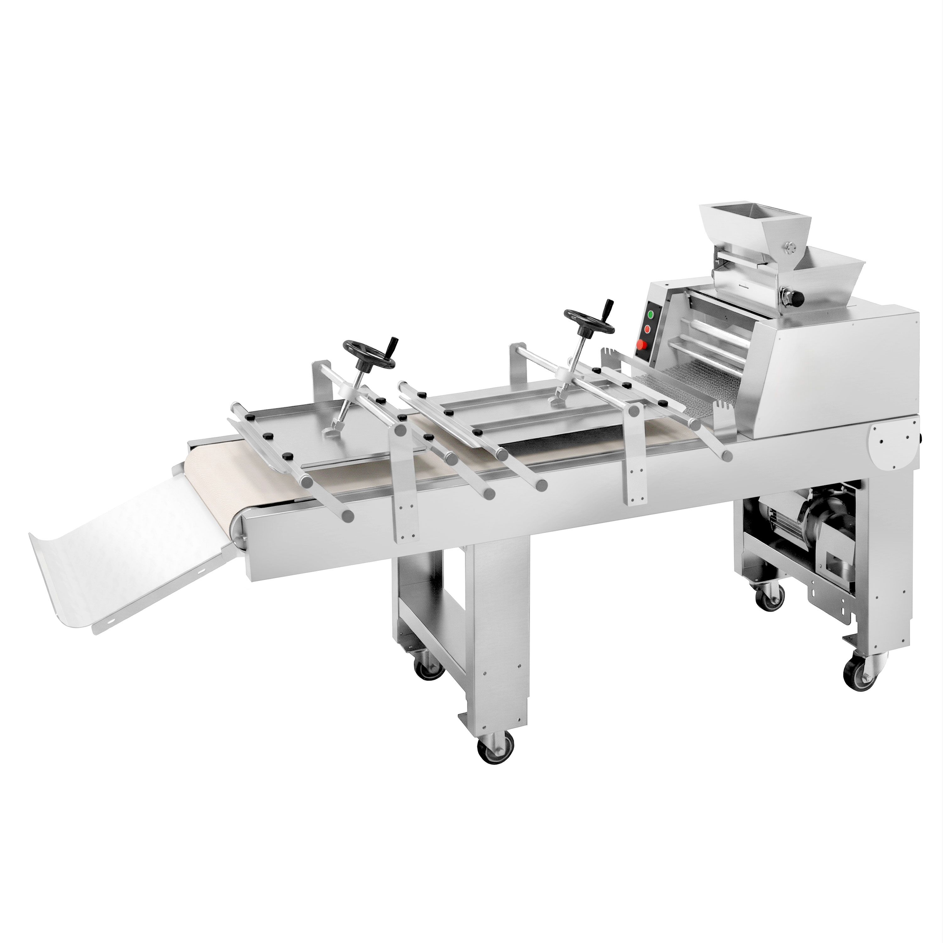 Façonneuse de boulangerie - Sur piétement - 2 cylindres - 550W - Jusqu’à 2500 pièces/h - Acier inoxydable