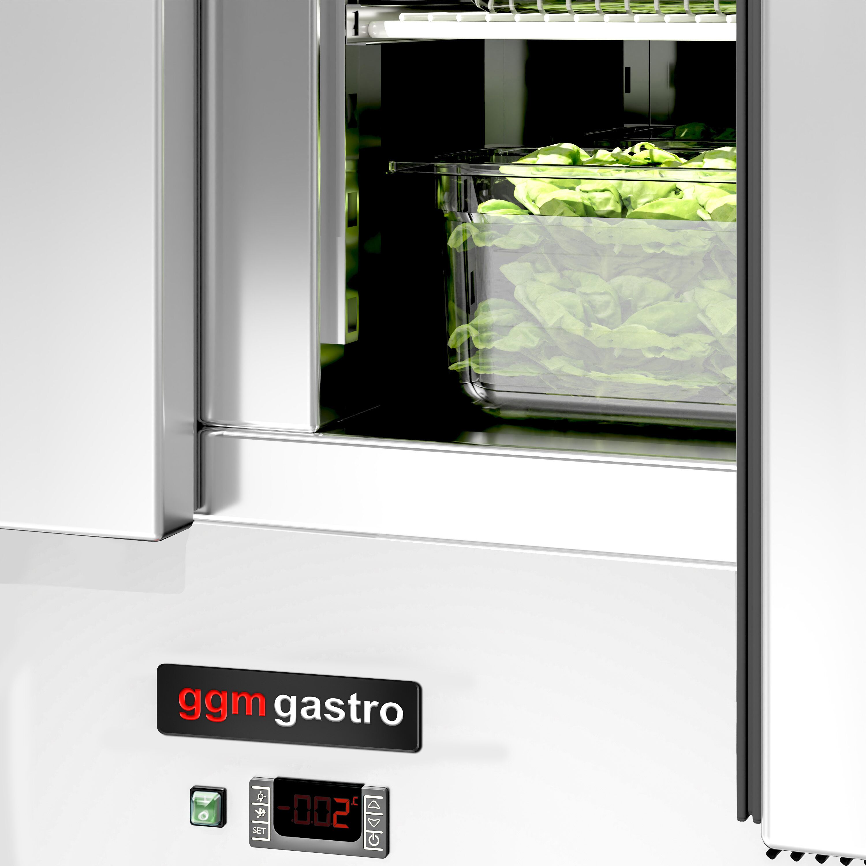 Saladette réfrigérée ECO - 1368mm - 368L - 3 portes - avec vitrine de comptoir pour 8x GN 1/6