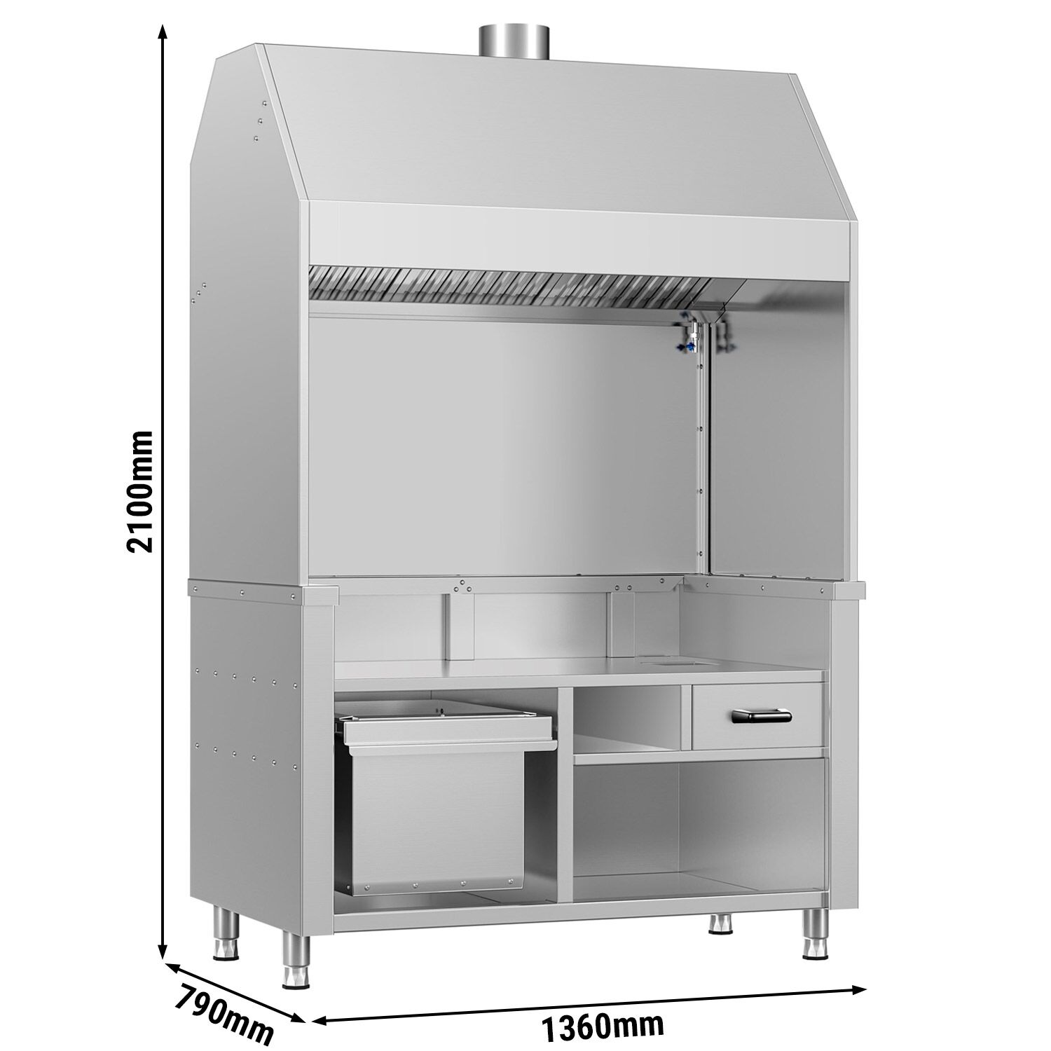 Élément neutre pour grill à charbon de bois / à gaz BERLIN – 1360 mm – inox