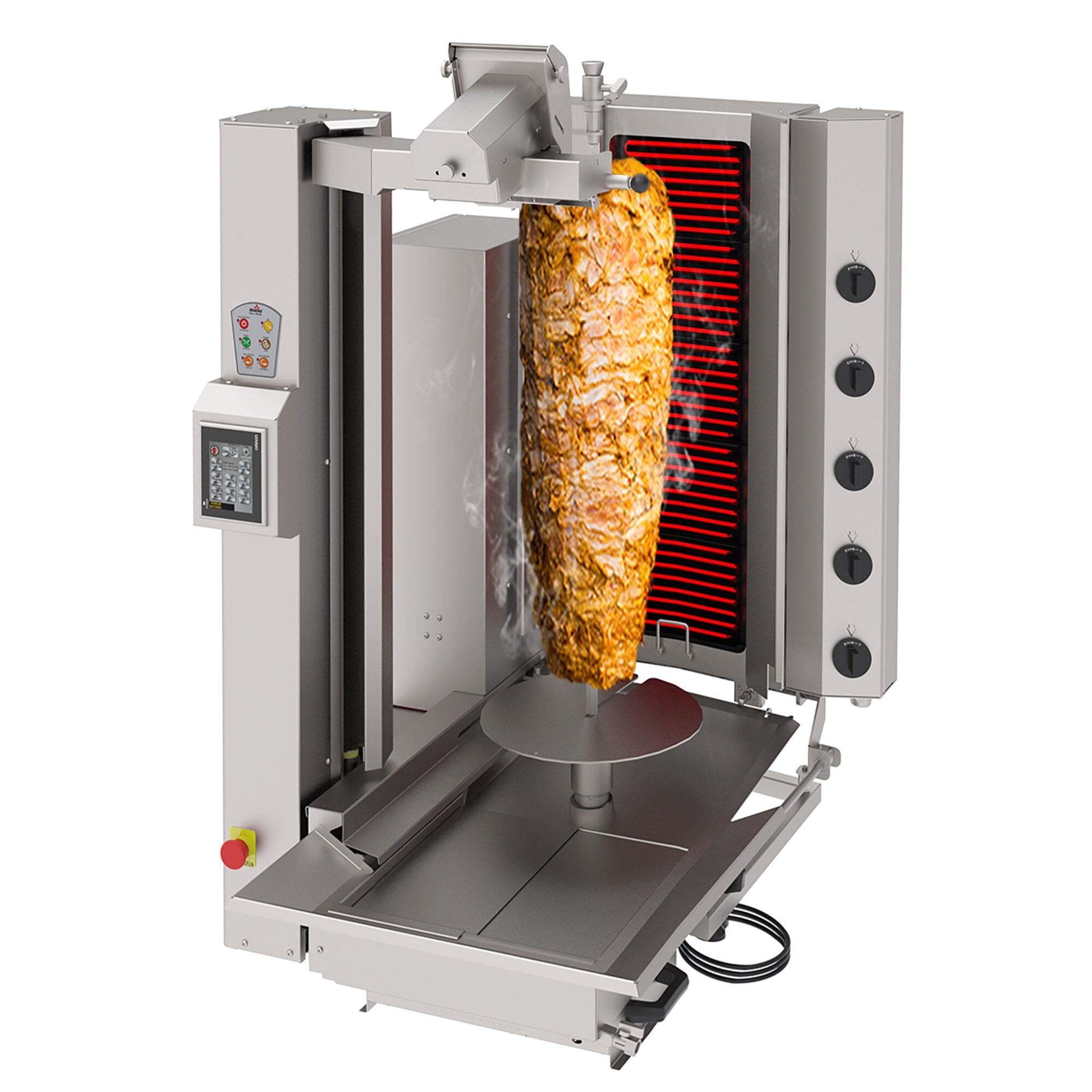 Electric Automatic Doner Kebab Grill - 5 Burner - up to 120kg - 8kW - with Auto‑Slicer - incl. 1 skewer & drip tray
