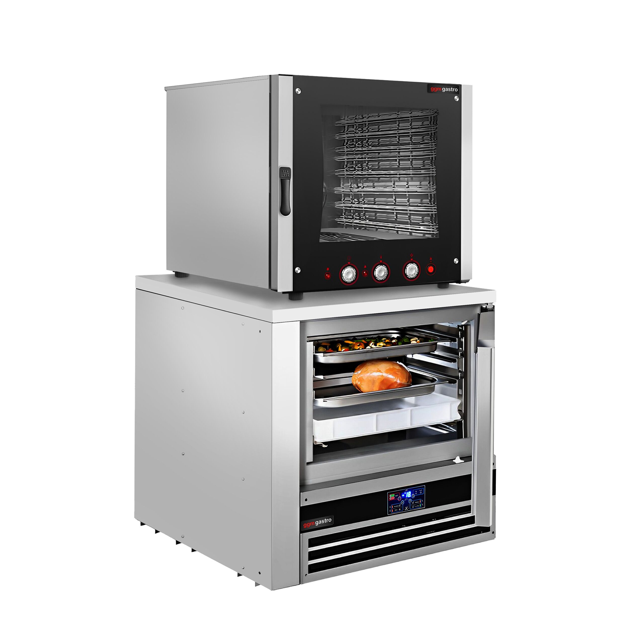Four mixte à gaz de boulangerie - manuel - 6 x GN 1/1 ou EN 600 x 400 - avec cellule de refroidissement rapide 5 x GN 1/1