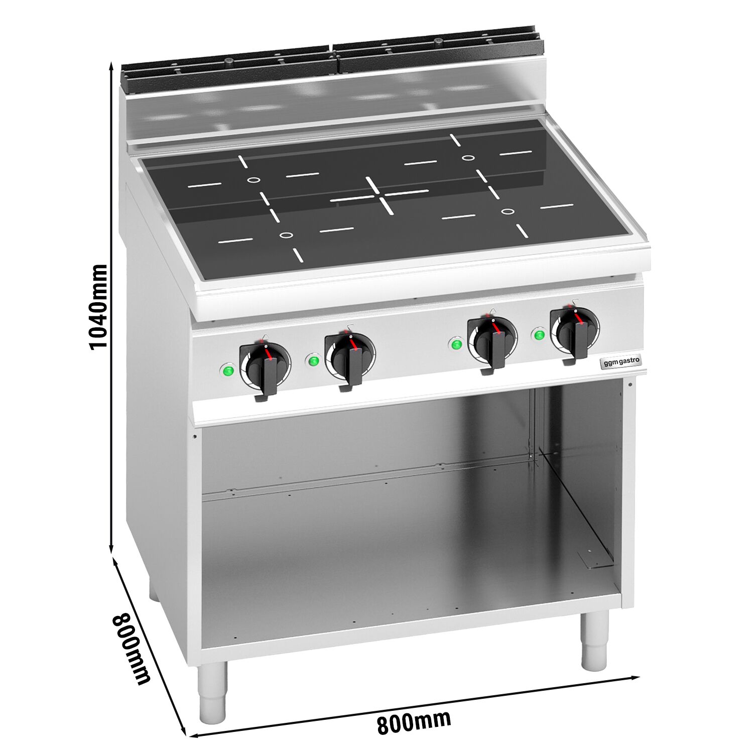 Fourneau à induction - 14kW - 4 foyers - sur placard ouvert