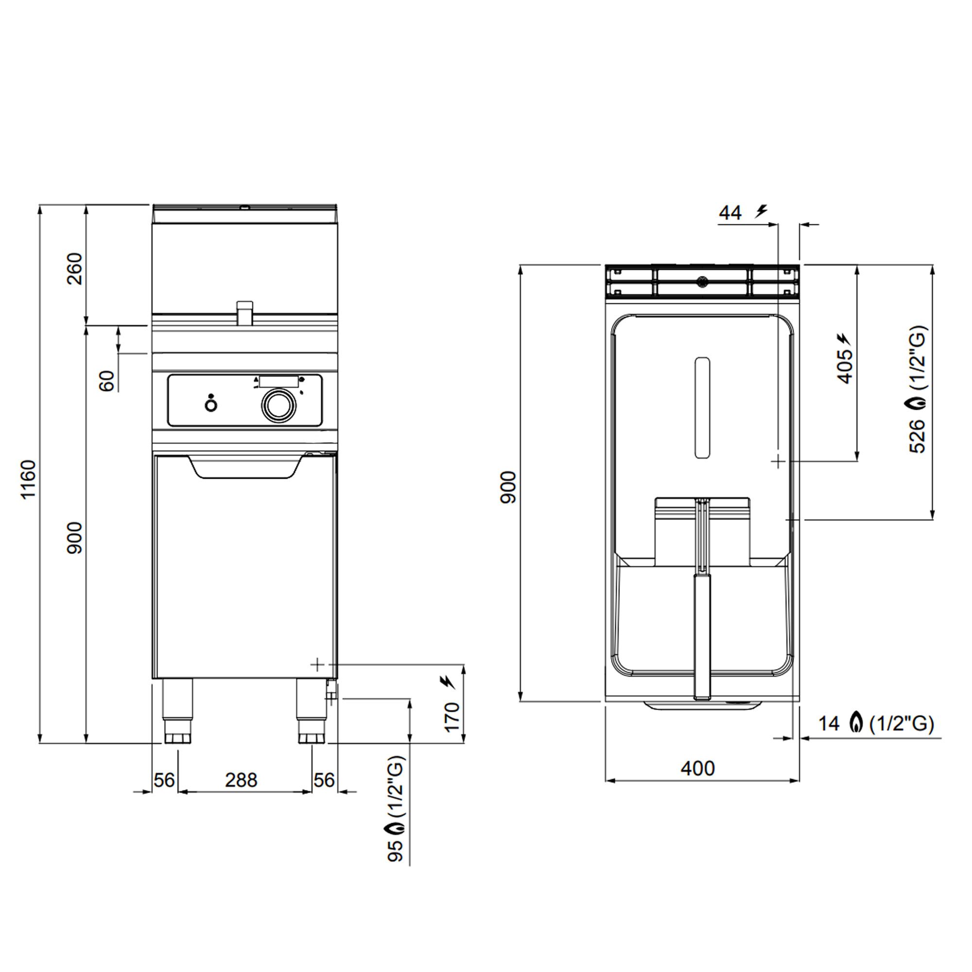 Friteuse à gaz – 18 litres – 14 kW – Bflex Digital