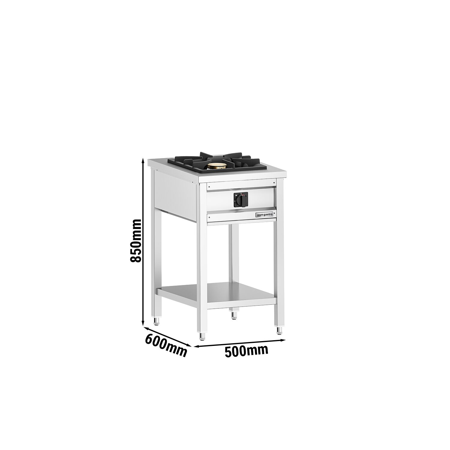 Fourneau à gaz – 8,5 kW – 1 brûleur – ouvert avec socle de base & tiroir de récupération