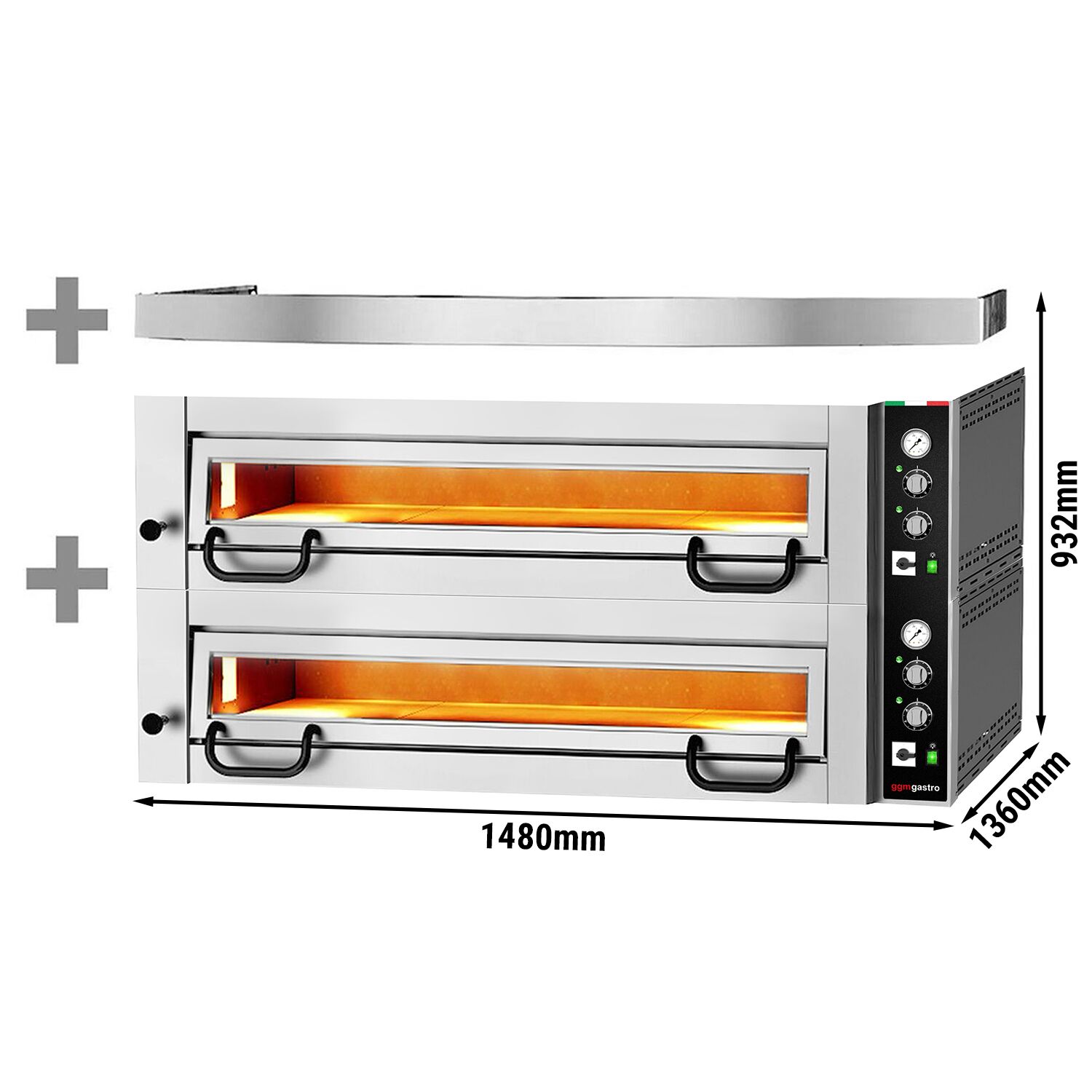 Four à pizza électrique Power – 9+9 x 34 cm – Manuel – incl. hotte