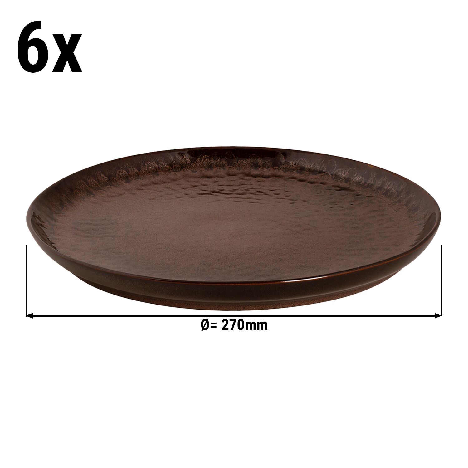 (6 Stück) BAMA COPPER - Teller - flach - Ø 270mm - Kupfer