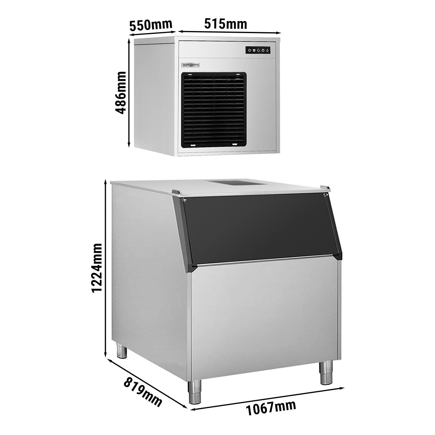 Machine à glace en grains - 220kg/24h - incl. bac à glaçons