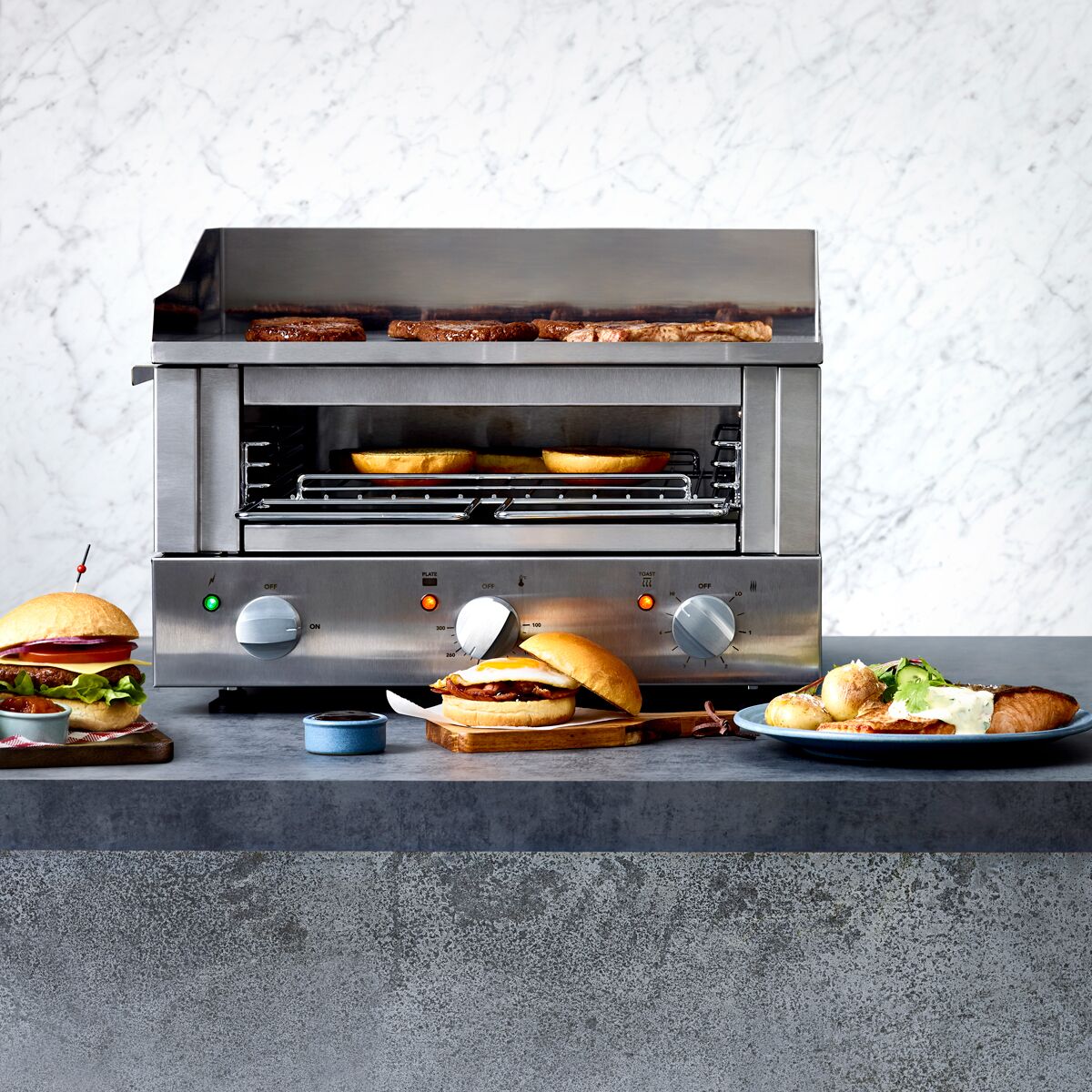 ROBAND | Industrial Griddle Toaster & Salamander Grill - 3.3 kW - 80-280°C - 230 V
