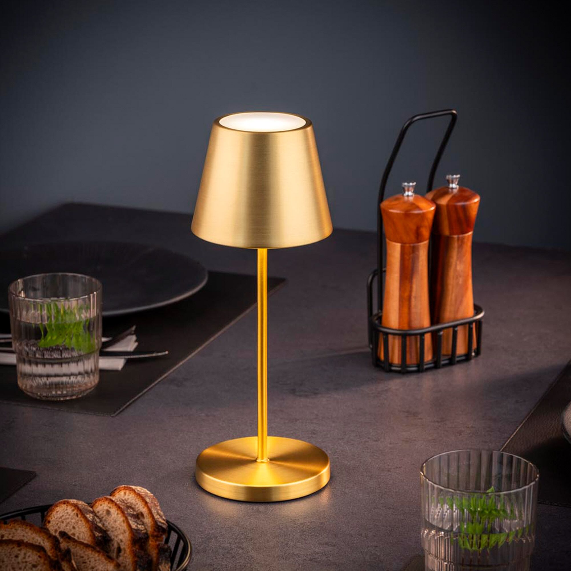 (4 pièces) Lampe de table – MERLE – dimmable en 3 niveaux – Ø 110 mm – Or