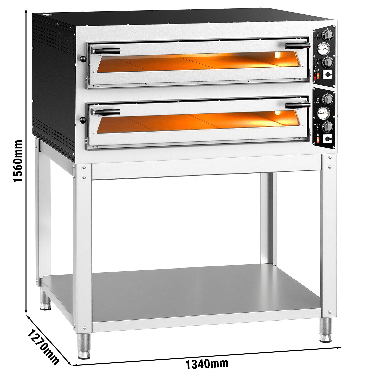 Four à pizza électrique – 9+9 x 35 cm (large) – Manuel – incl. support inférieur