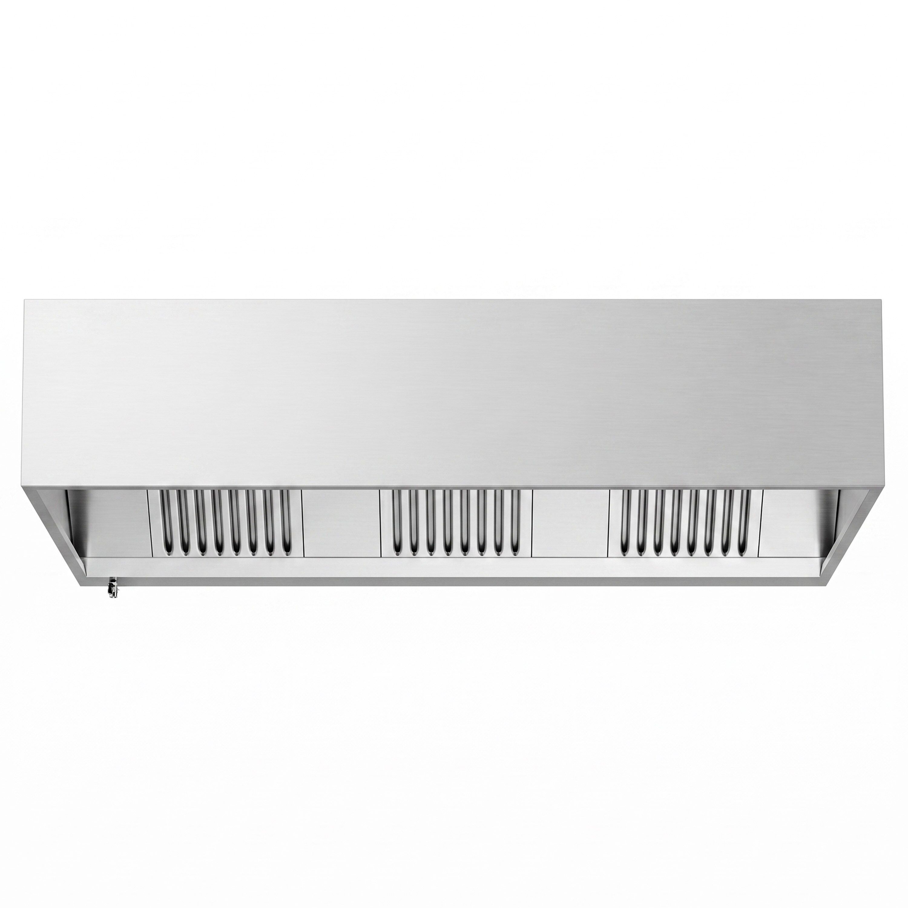 Hotte à adosser professionnelle - Profondeur 1100 - 1800mm - sans moteur - avec filtres et éclairage