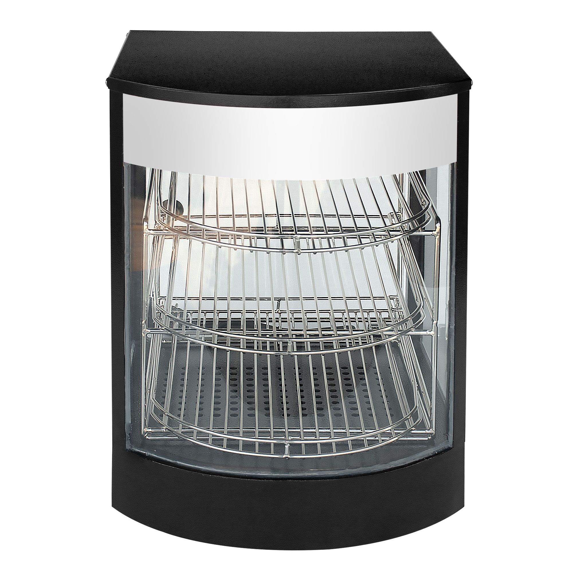 Warmhaltevitrine - 355mm - 800 Watt - 3 Ablagen - Schwarz