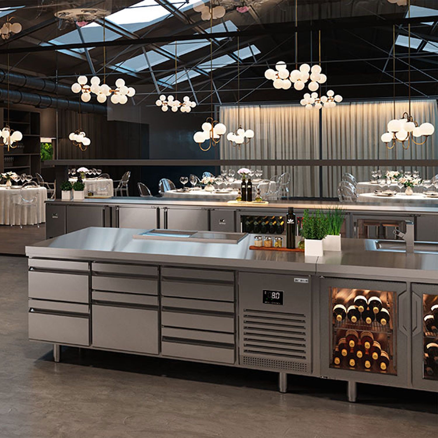 Table réfrigérée de boulangerie PREMIUM PLUS - 1618x800 mm - avec 2 portes