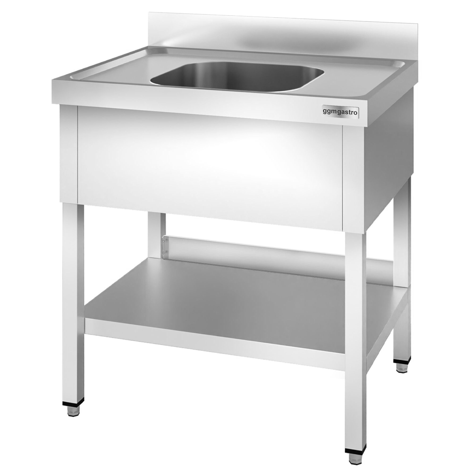 Plonge en inox PREMIUM - 800x700mm - avec étagère basse - 1 bac au centre