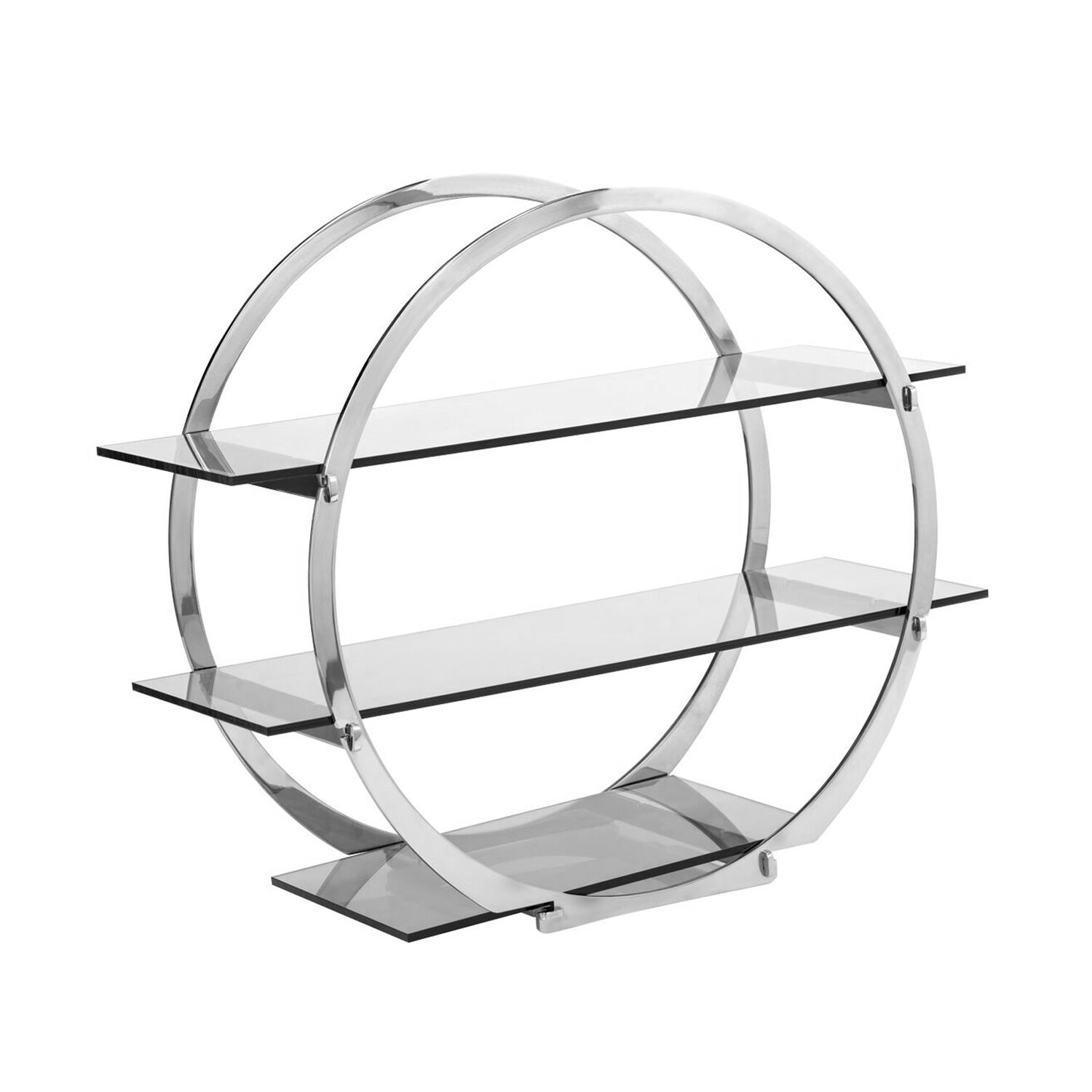 Etagere / Buffet Stand - Chrome - round - Ø540mm - with 3 shelves - Stainless steel & plexiglass
