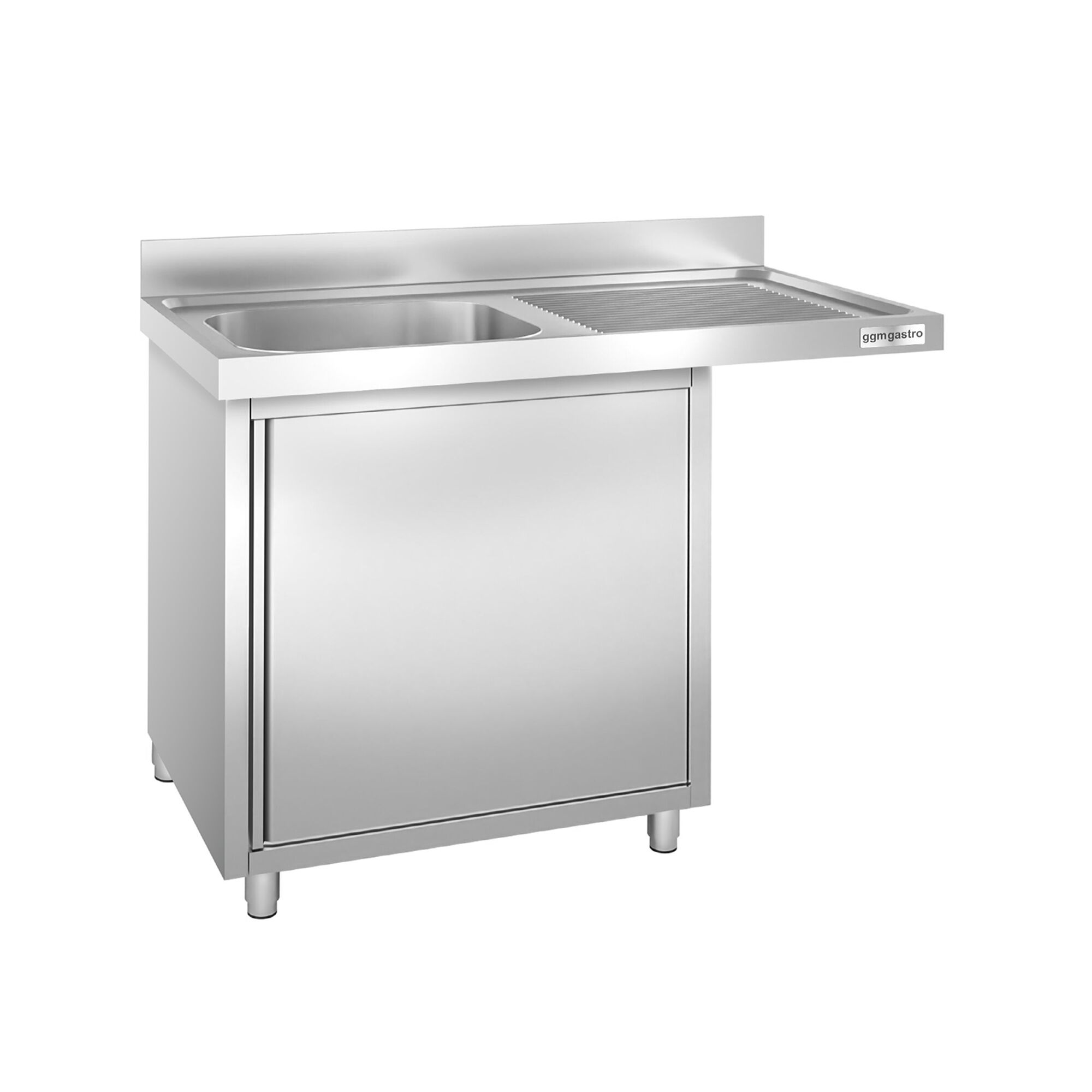 Plonge inox professionnelle PREMIUM - 1200x700mm - 1 bac à gauche - avec égouttoir à droite - passage lave-vaisselle à gauche