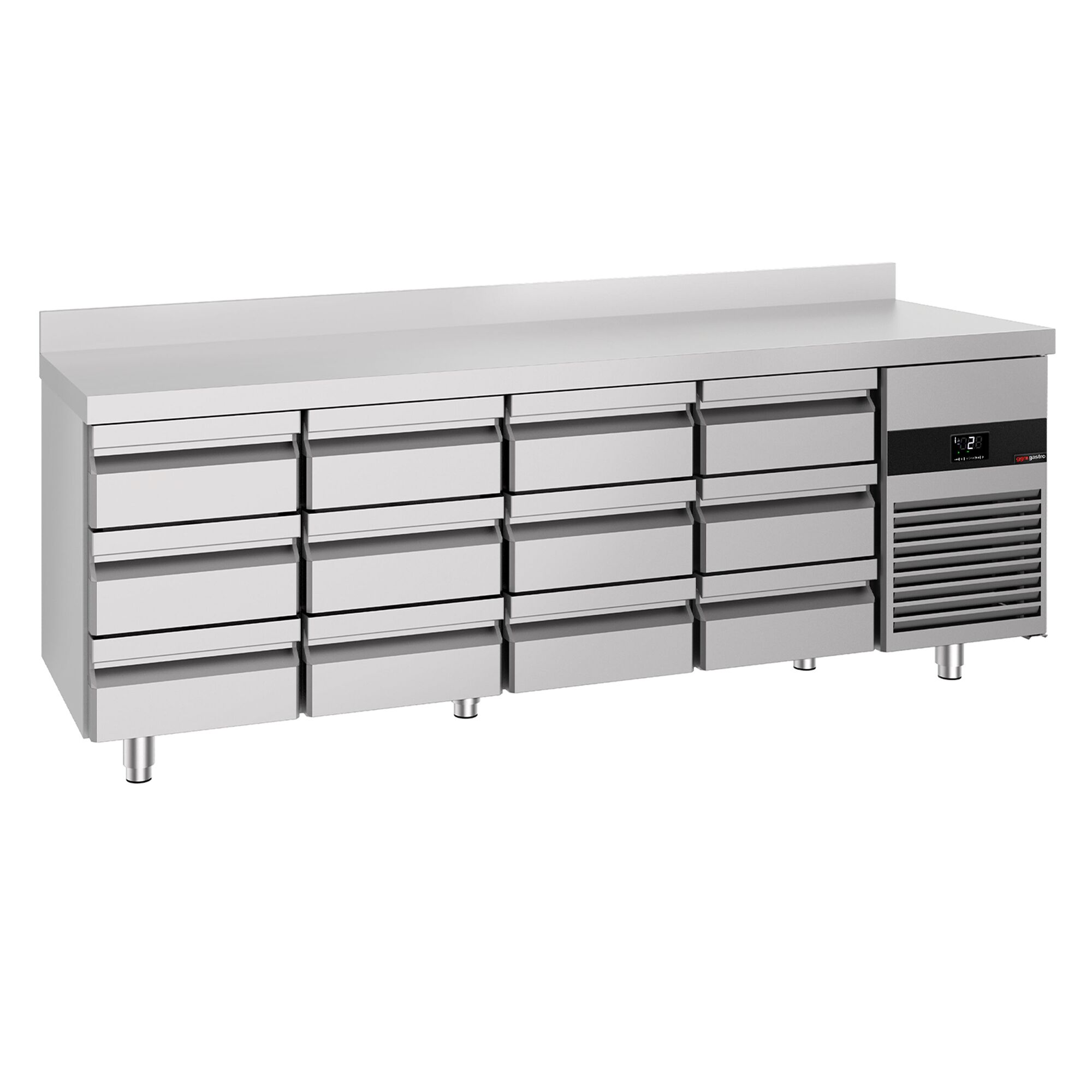 Table réfrigérée PREMIUM - 2330x700 mm - 12 tiroirs - avec dosseret
